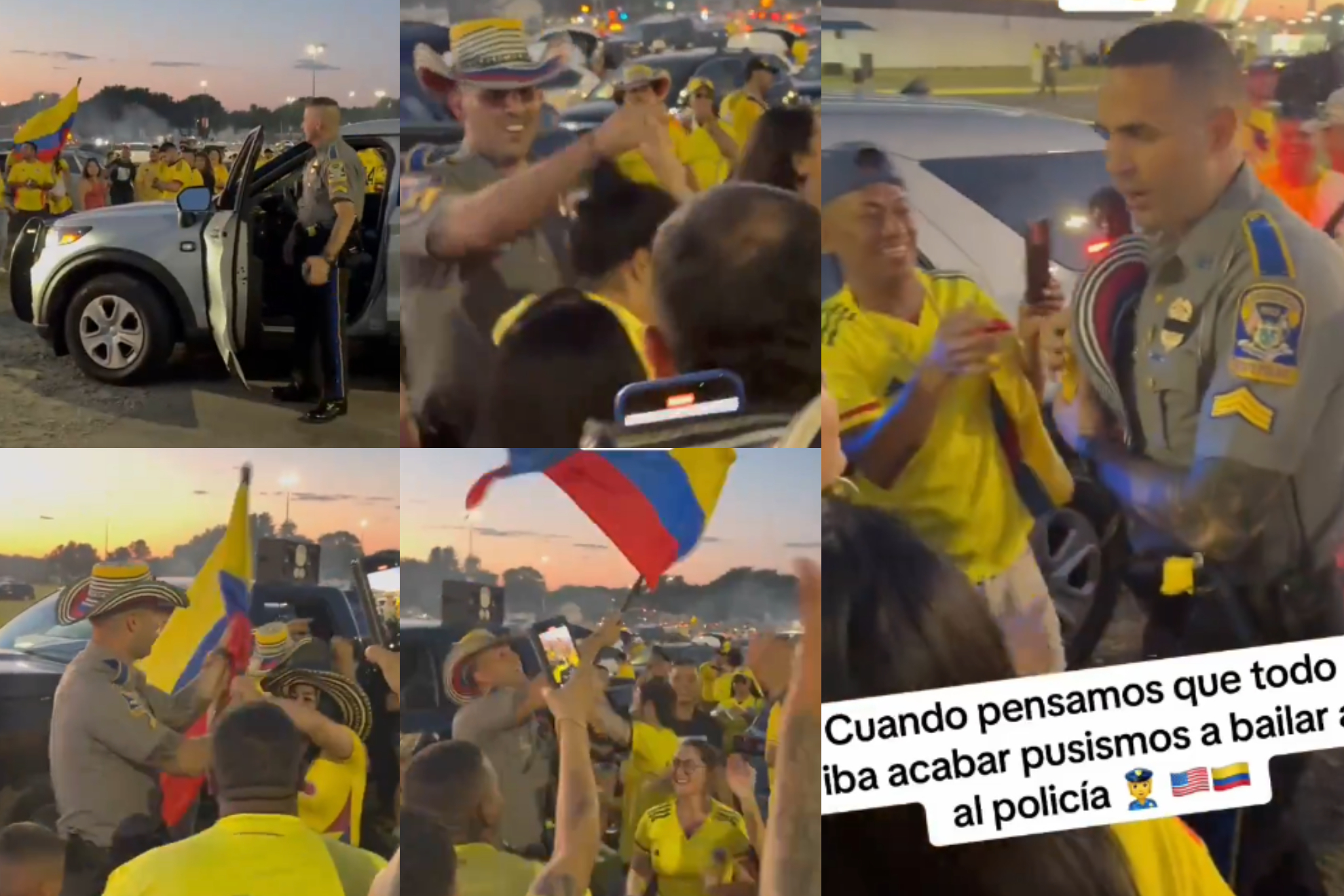 Policia de Estados Unidos terminó bailando con hinchas de Selección Colombia ('X')