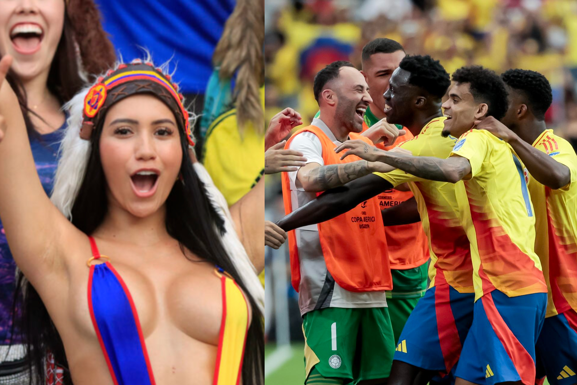 Wendy Sánchez (La India) hincha de Colombia que se volvió viral por sus fotos y atuendo (EFE)
