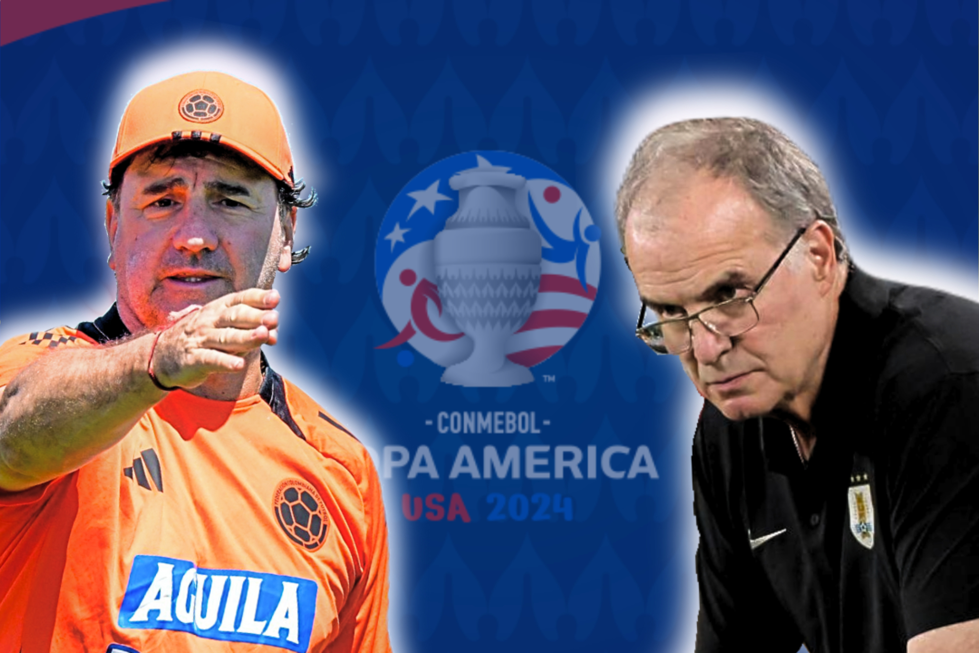 Néstor Lorenzo y Marcelo Bielsa antes de la semifinal de Copa América 2024 (FCF - EFE - Copa América)