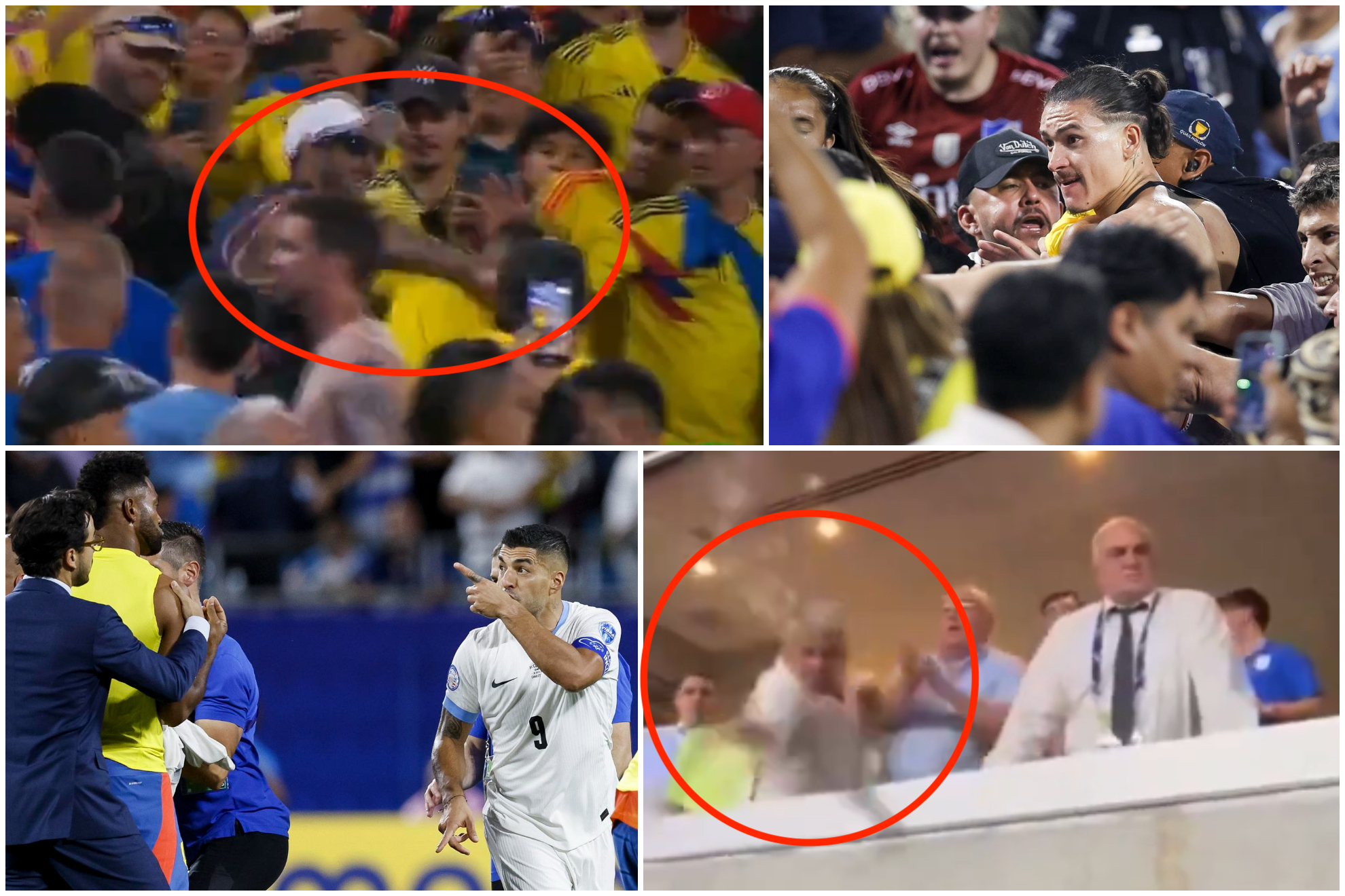 Videos de peleas después de la semifinal de Copa América 2024 entre Colombia y Uruguay (TUDN - EFE - 'X')