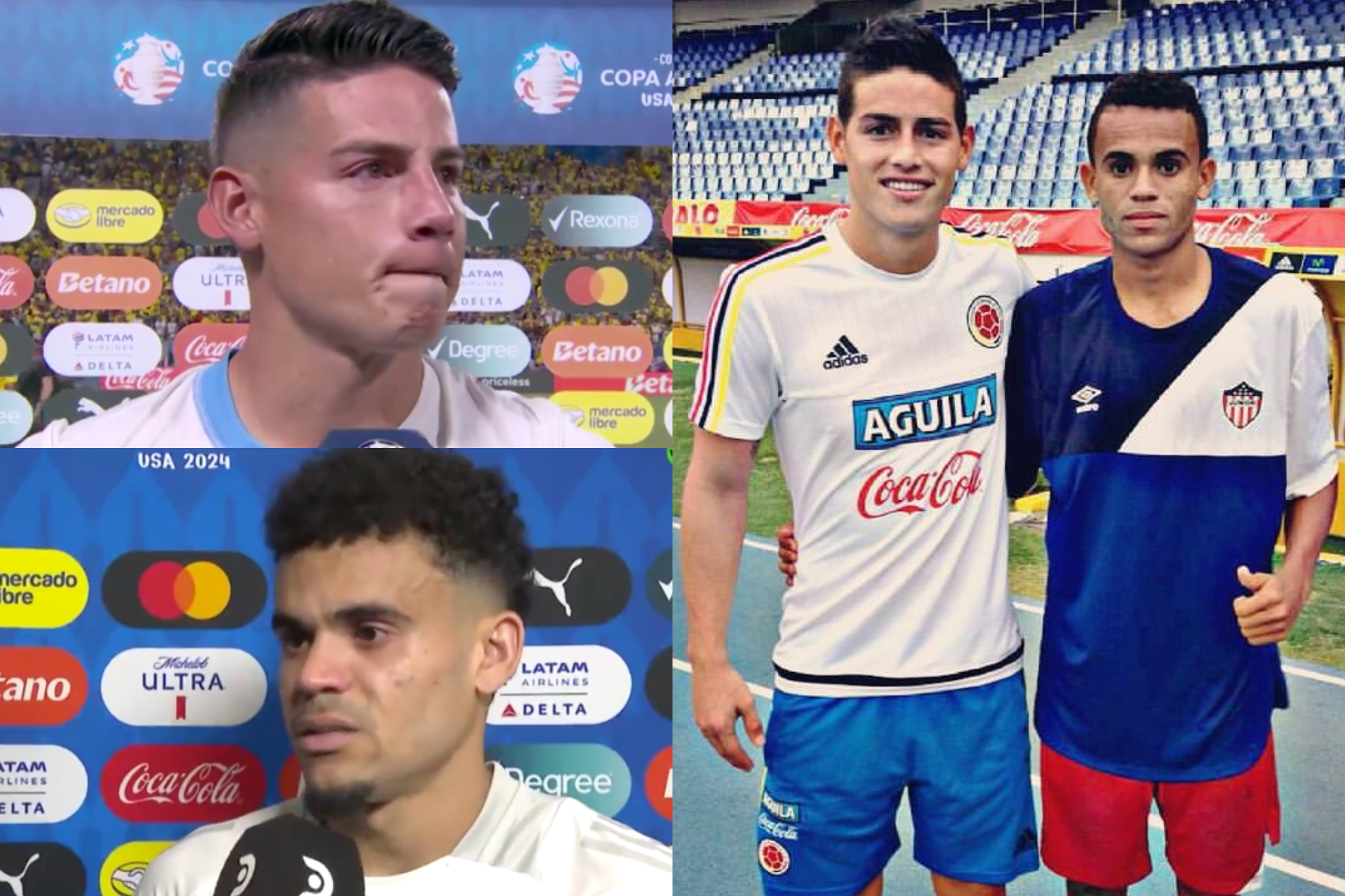 James Rodríguez y Luis Díaz después de clasificación de Colombia a final de Copa América ('x': DSports - Instagram: Luis Díaz)