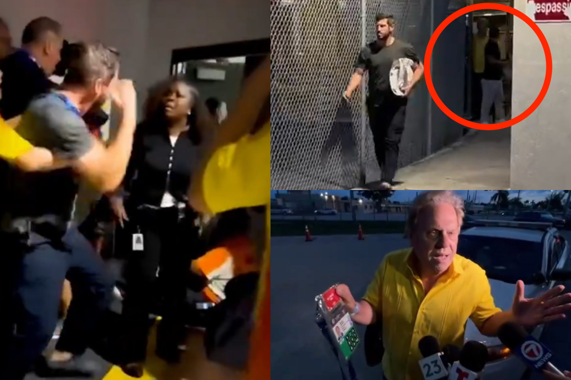 Salida de Jesurún y su hijo después de ser detenidos en final de Copa América 2924 ('X': Fox Sports México - El Heraldo)