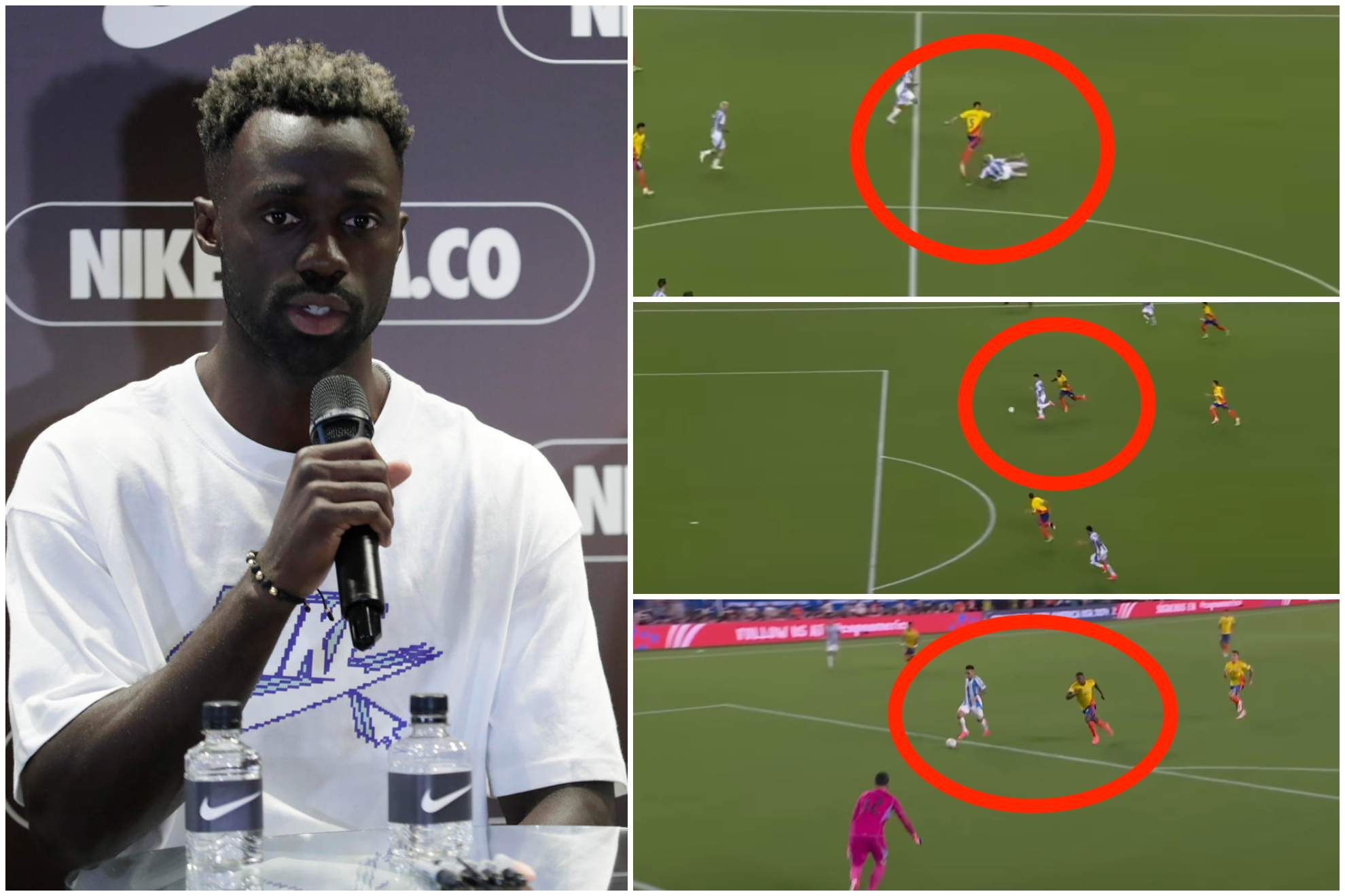 Respuesta de Davinson Sánchez sobre gol de la final de Copa América 2024 (EFE - YouTube: Copa América)