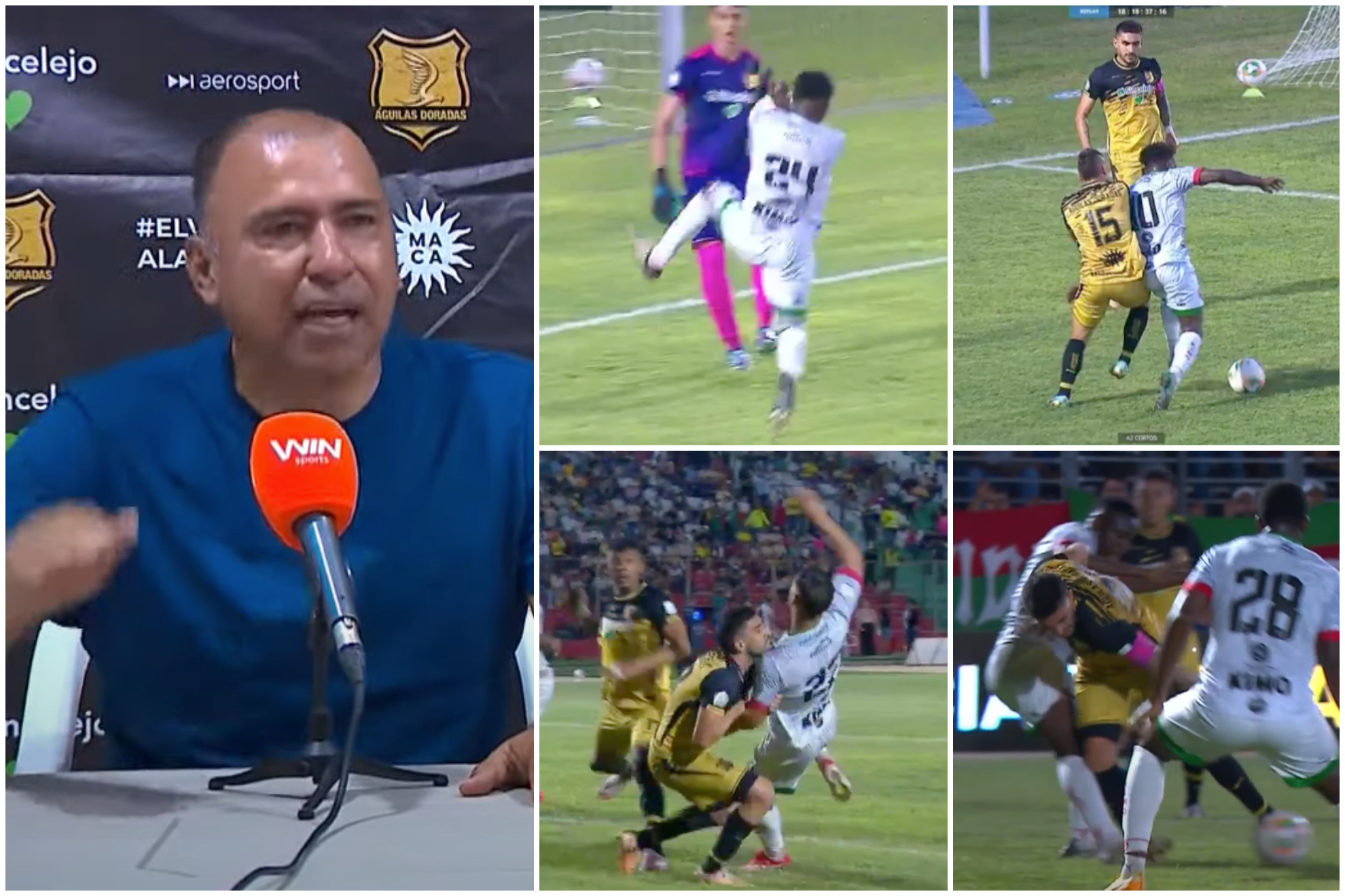 Polémicas declaraciones por arbitraje en Águilas Doradas vs. Patriotas (YouTube: Dimayor - Win Sports)