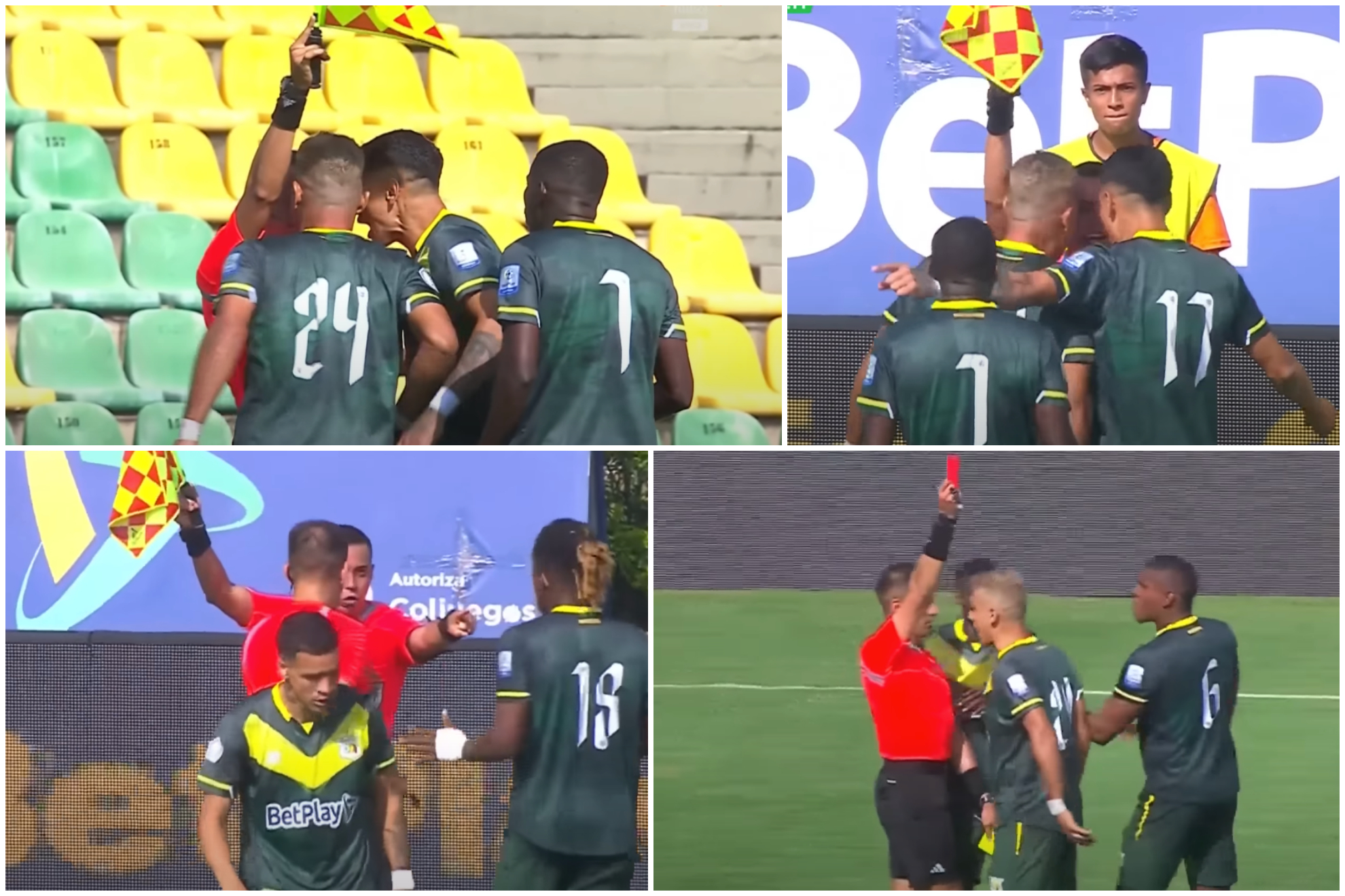 Agresiones a árbitros de jugadores en Deportes Quindío vs. Unión Magdalena