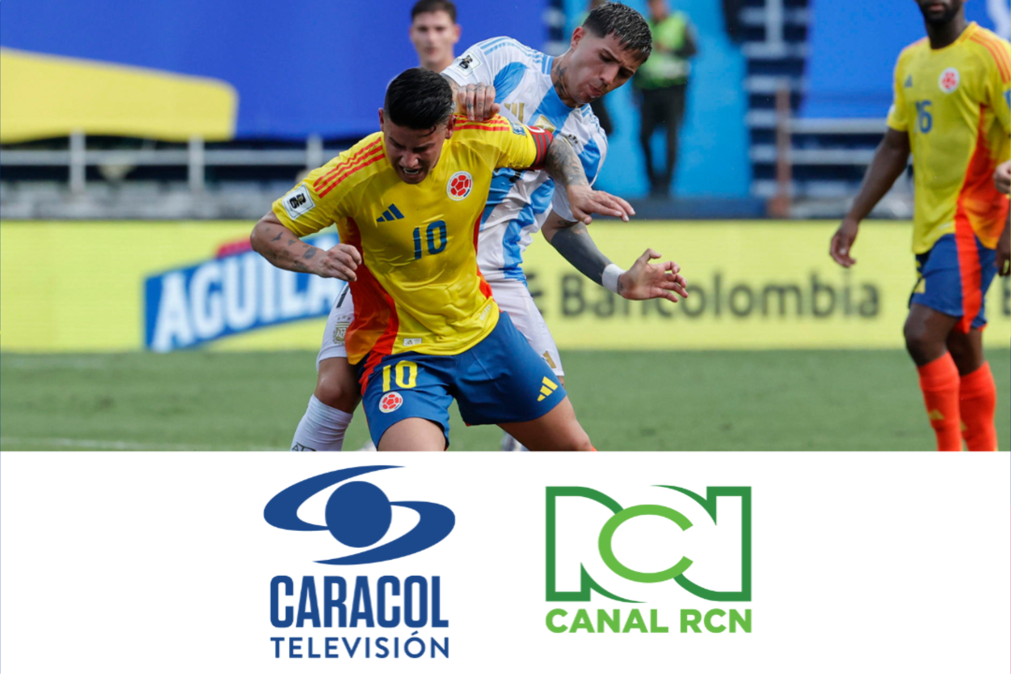 Rating Gol caracol y Canal RCN en transmisión de Colombia vs. Argentina por Eliminatorias2026