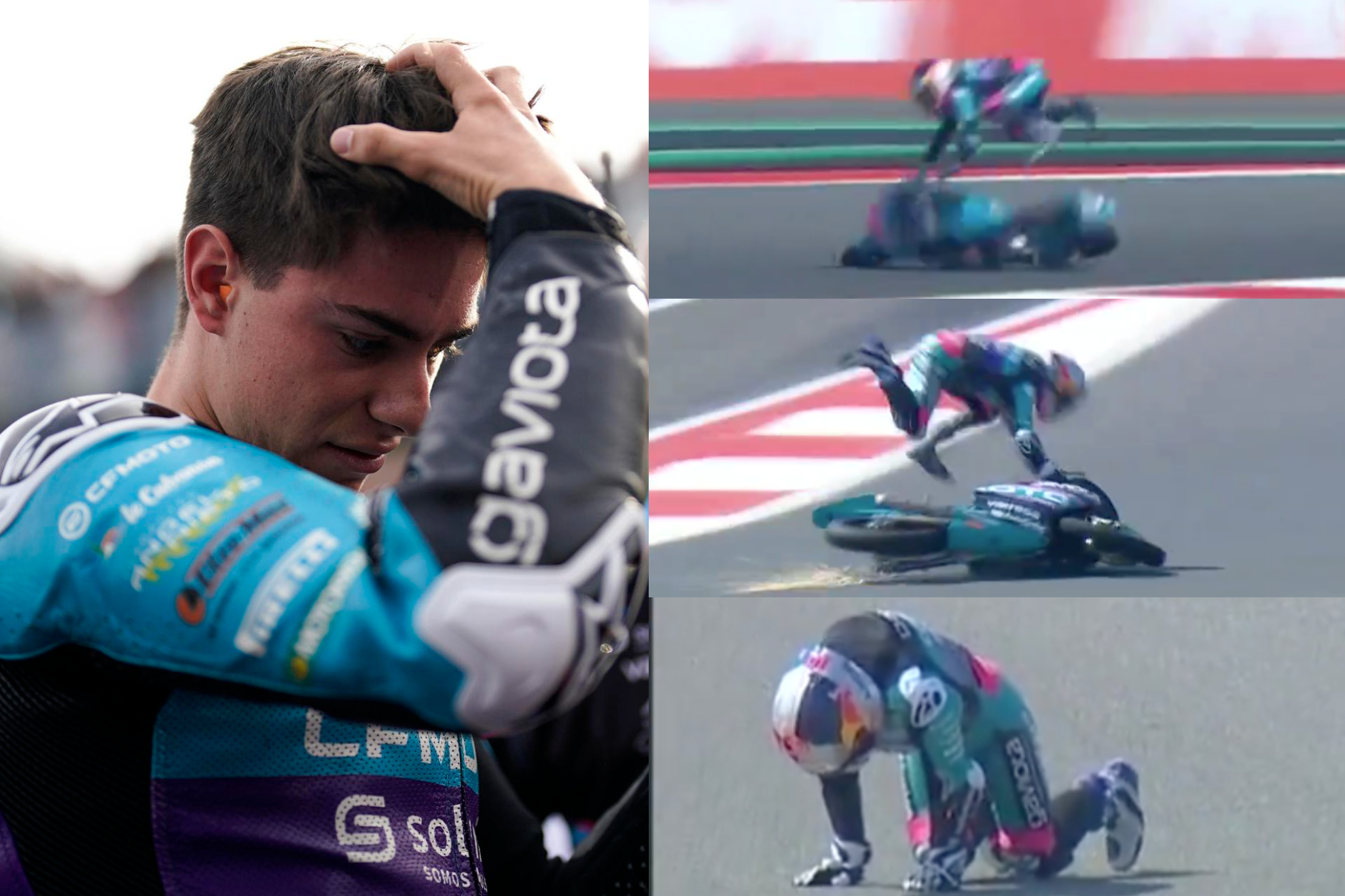 Fuerte caída de David Alonso en prácticas del Gran Premio de Indonesia del Moto3