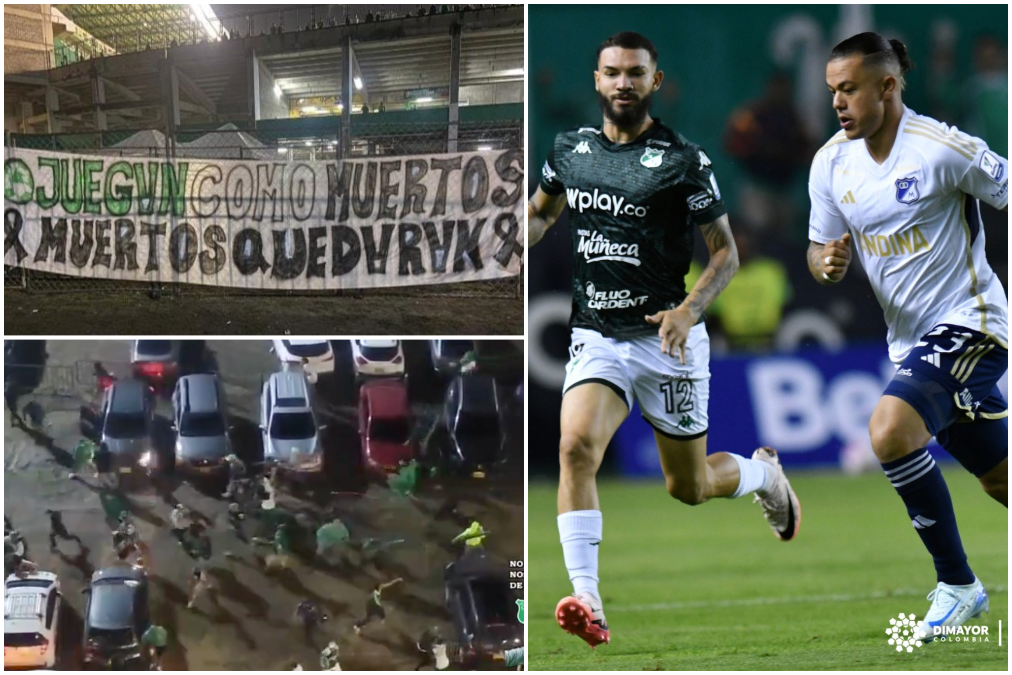 Violencia al final del partido Cali vs. Millonarios, dentro y fuera del estadio de Palmaseca