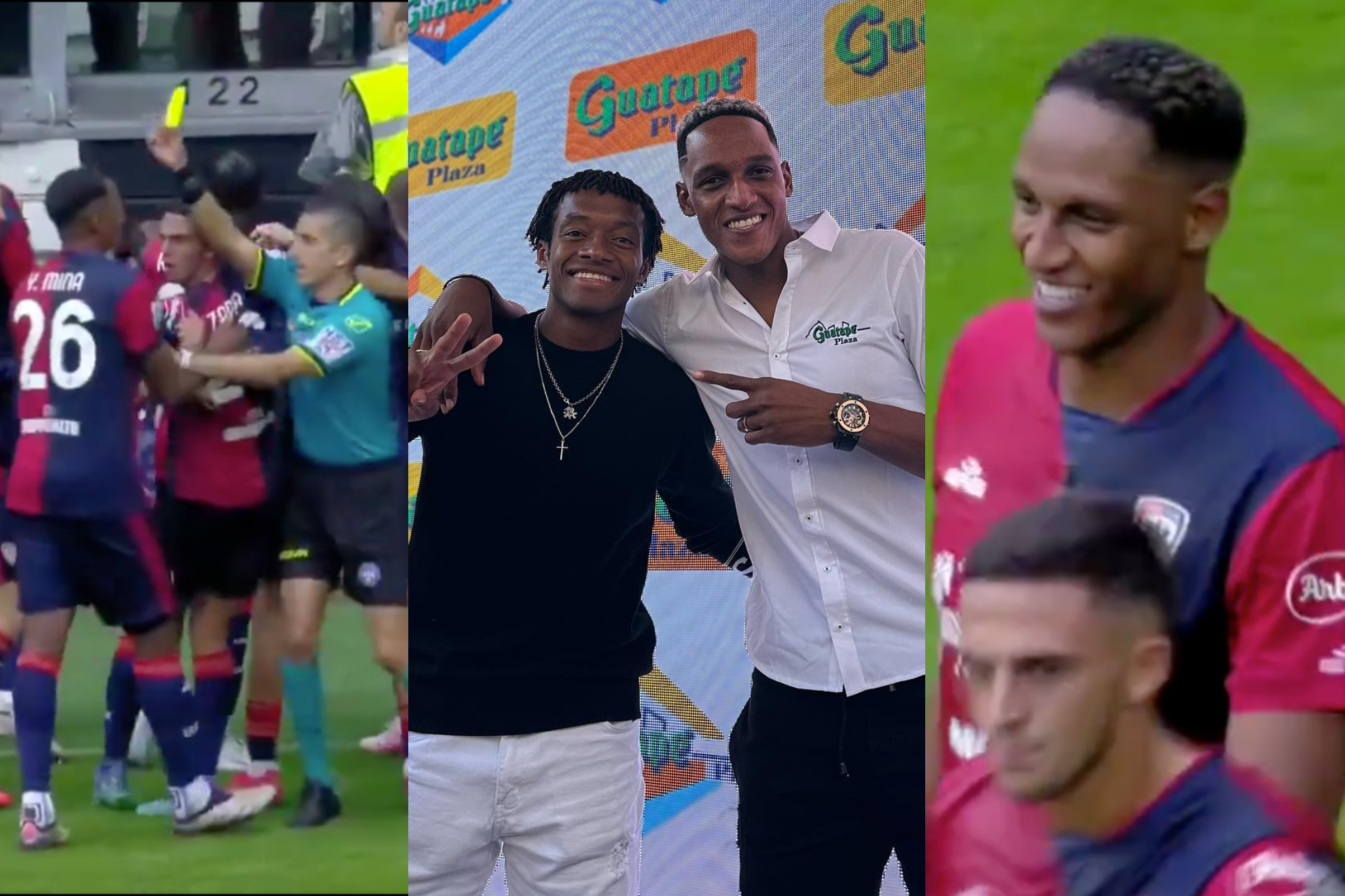 Provocación de Yerry Mina a hinchas de la Juventus por Juan Guillermo Cuadrado