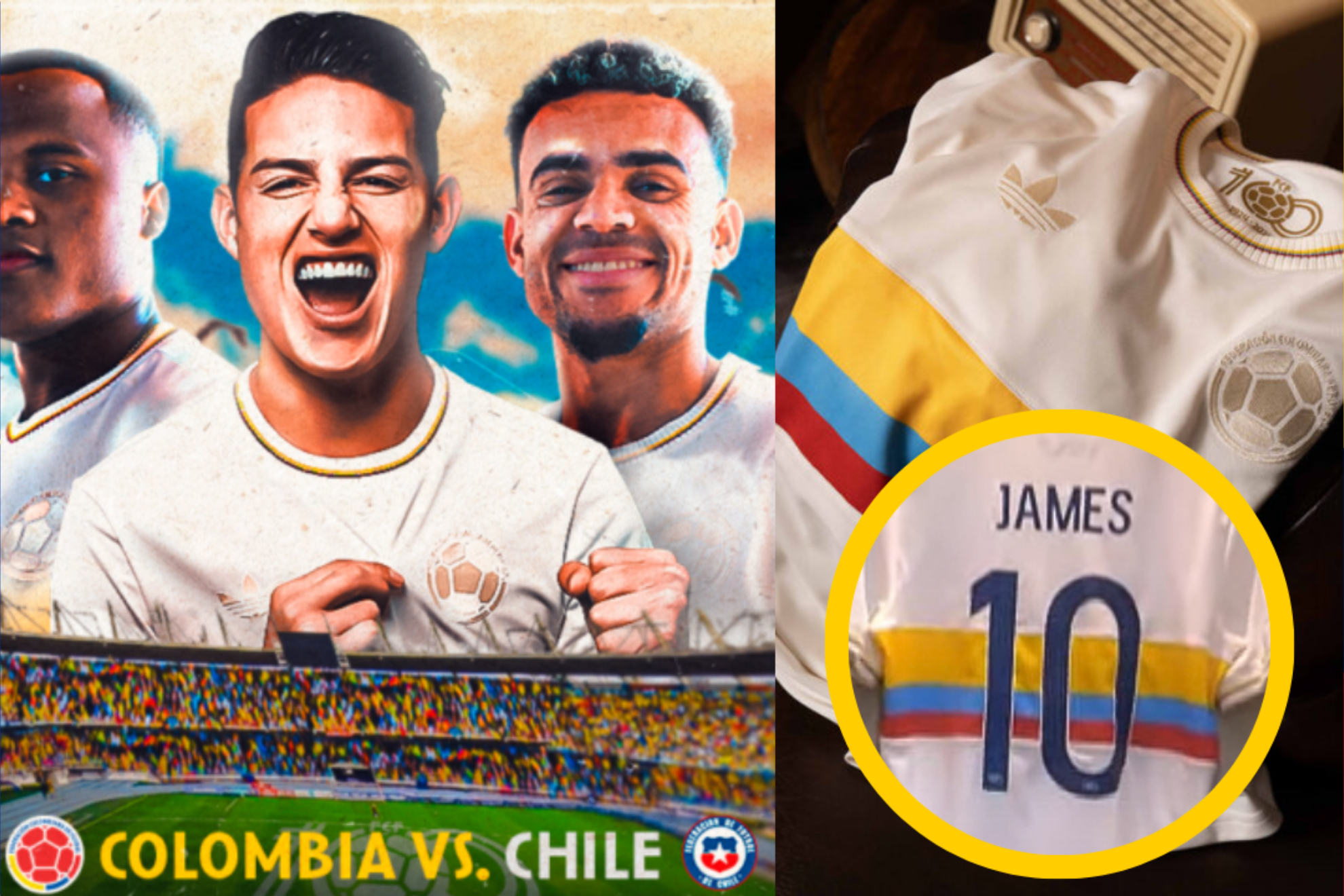 Extraño uniforme blanco de la Selección Colombia vs. Chile por Eliminatorias Mundial 2026