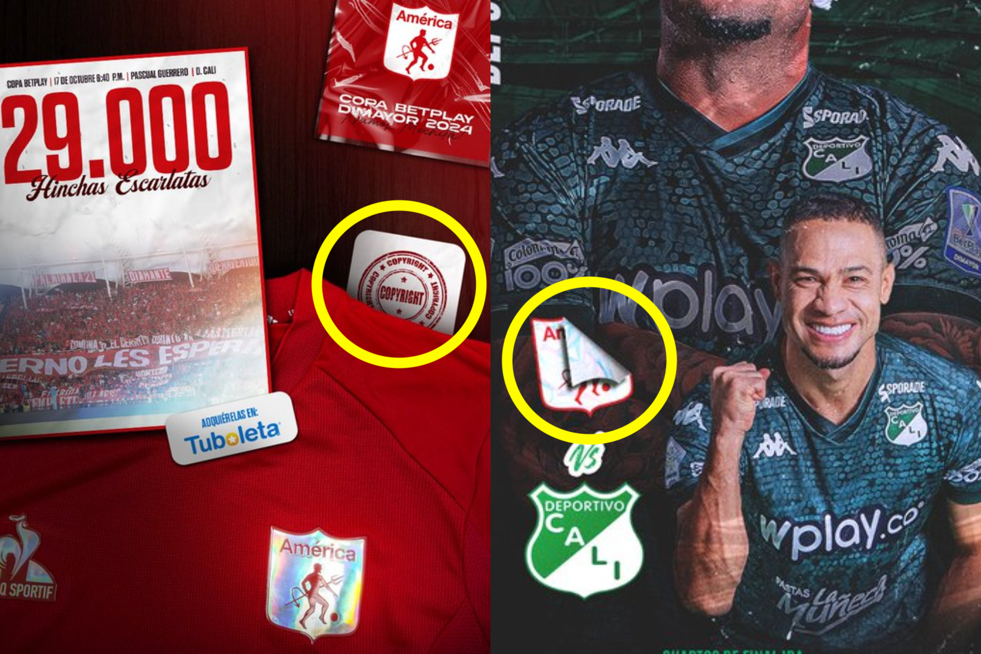 'Cargadas' en redes sociales oficiales de América y Cali antes del clásico de Copa BetPlay 2024