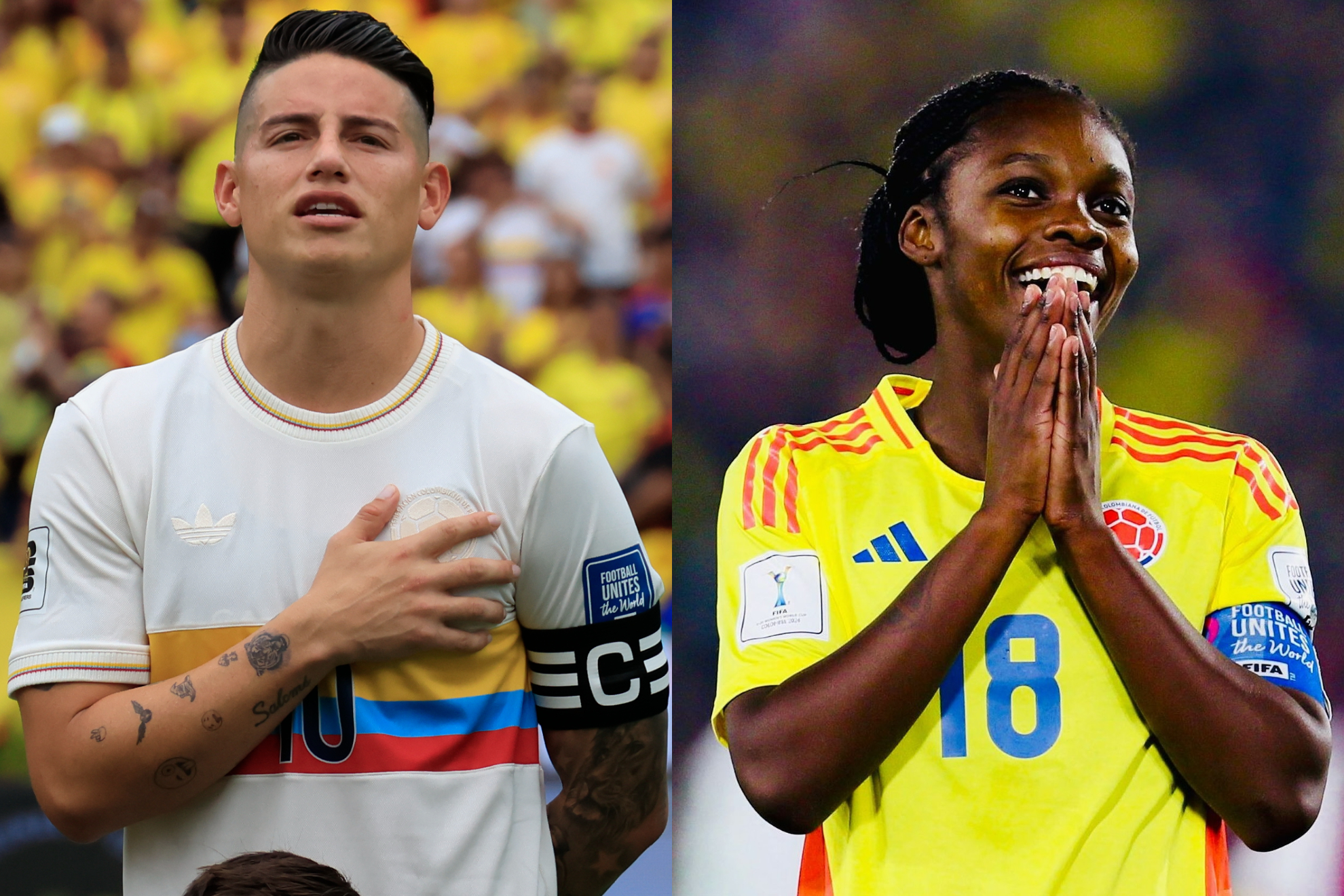 James Rodríguez, Linda Caicedo, Mayra Ramírez y Daniela Arias en los premios IFFHS