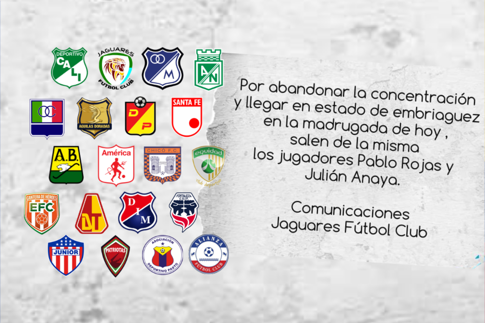 Jaguares de Córdoba acusa a Pablo Rojas y Julián Anaya por indiscipina durante concentración en Medellín