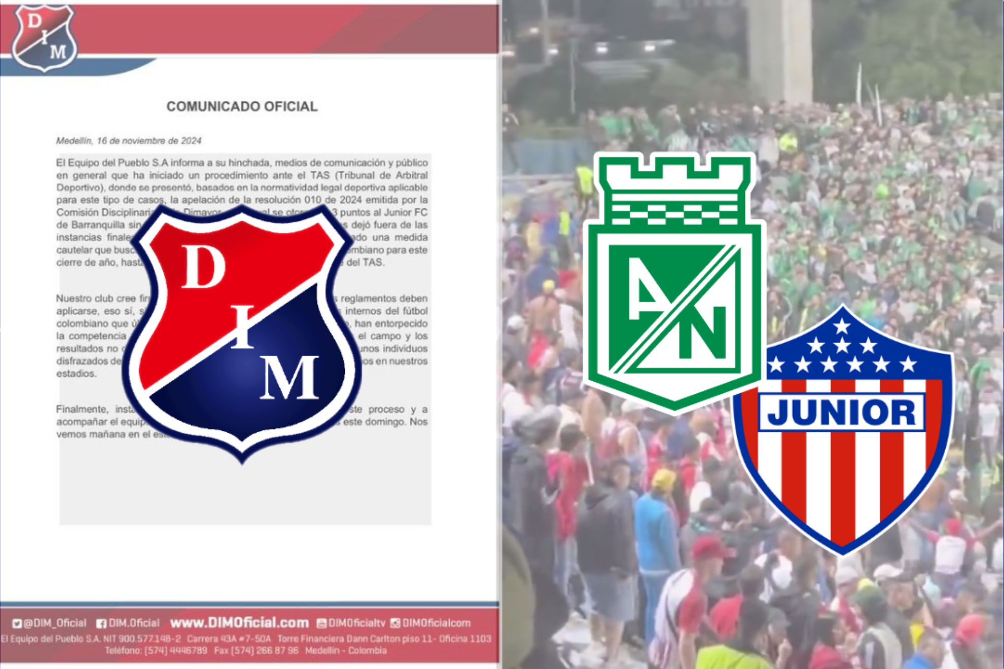 Demanda en el TAS del Medellín por batalla de barras de Nacional y Junior