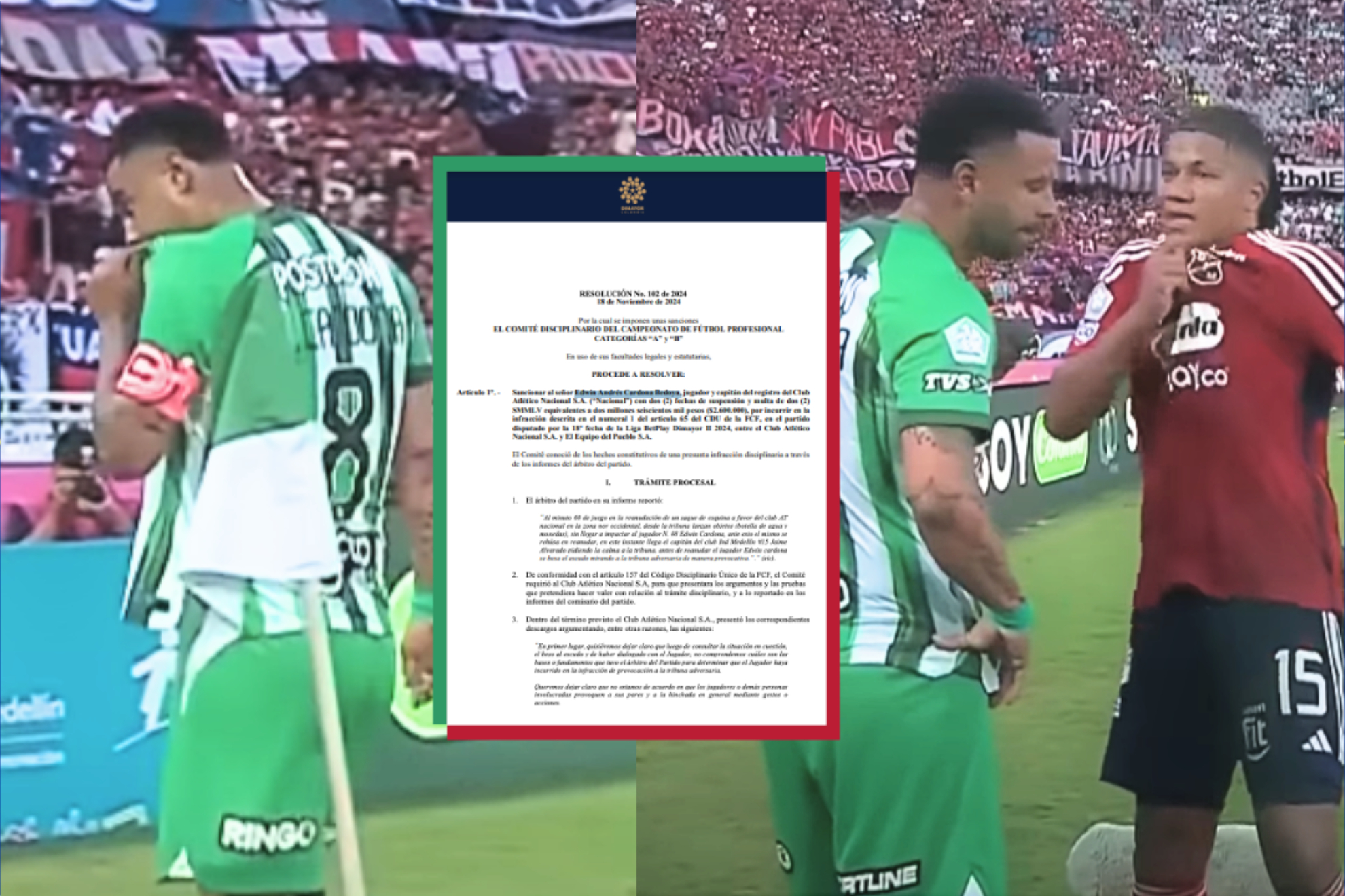 La verdad de la dura sanción a Edwin Cardona por provocación en partido ...