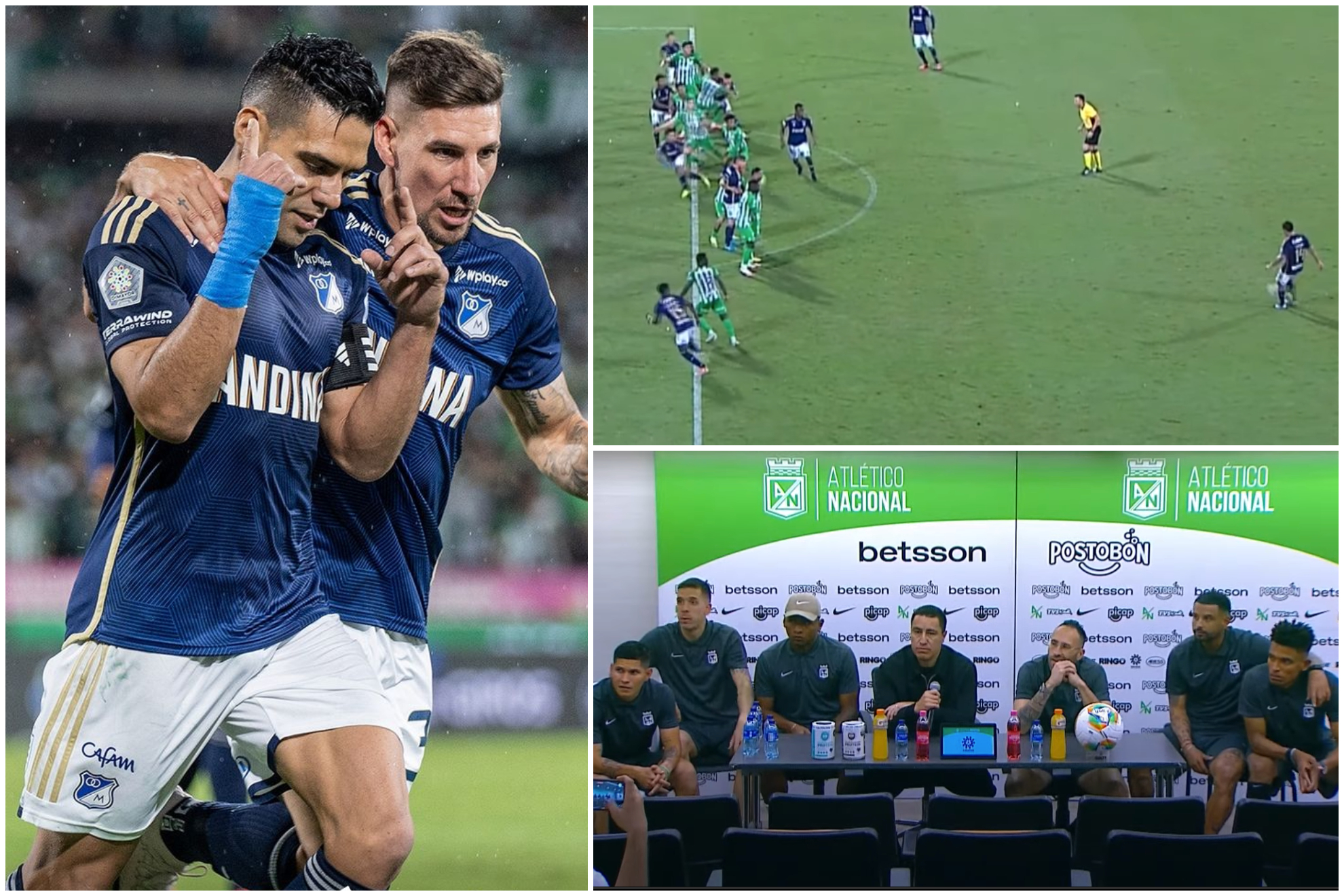 Polémica en Nacional vs. Millonarios por líneas del VAR antes del penal y gol de Falcao García