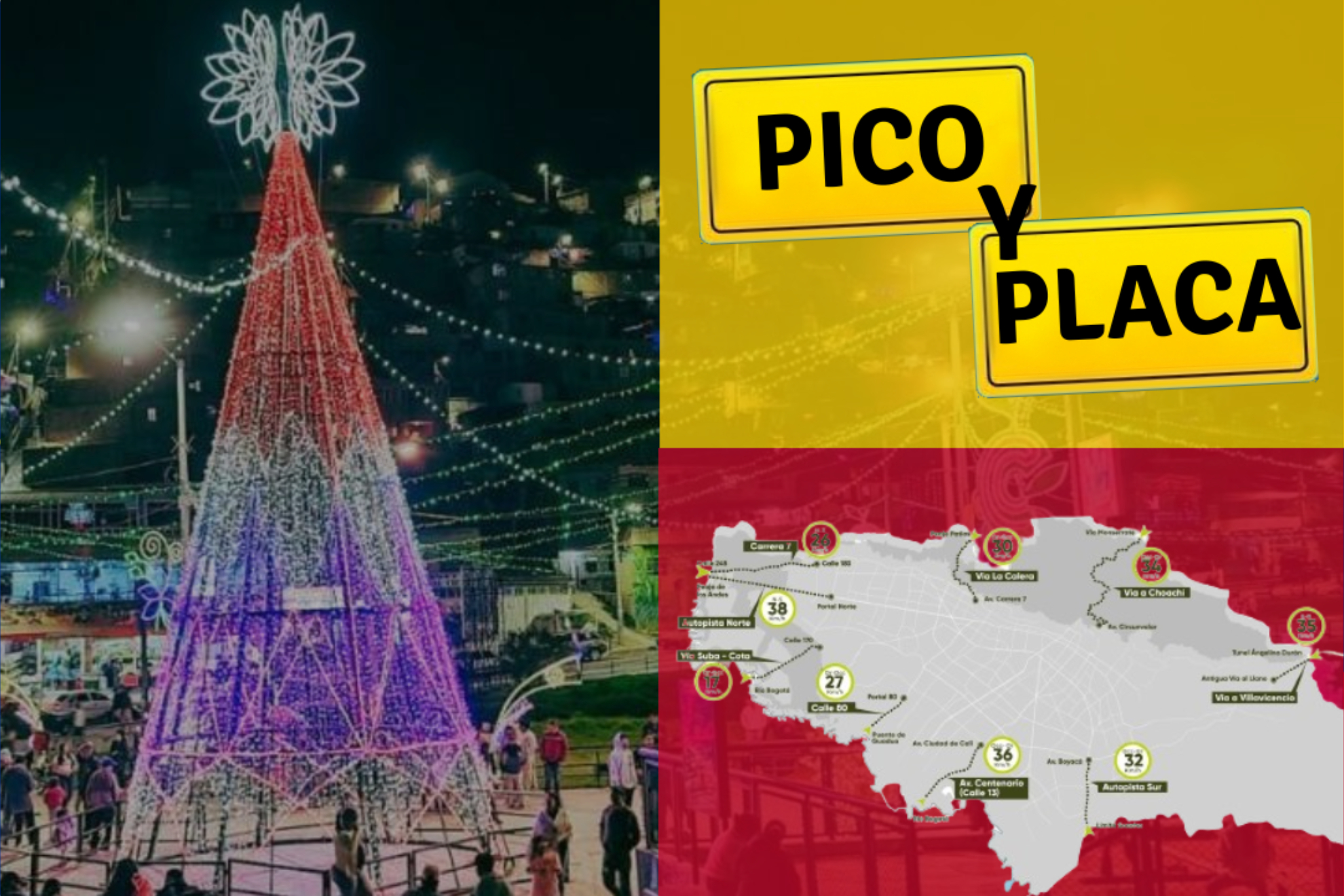Programación Pico y Placa en Bogotá en Navidad del 2024 y Año Nuevo 2025