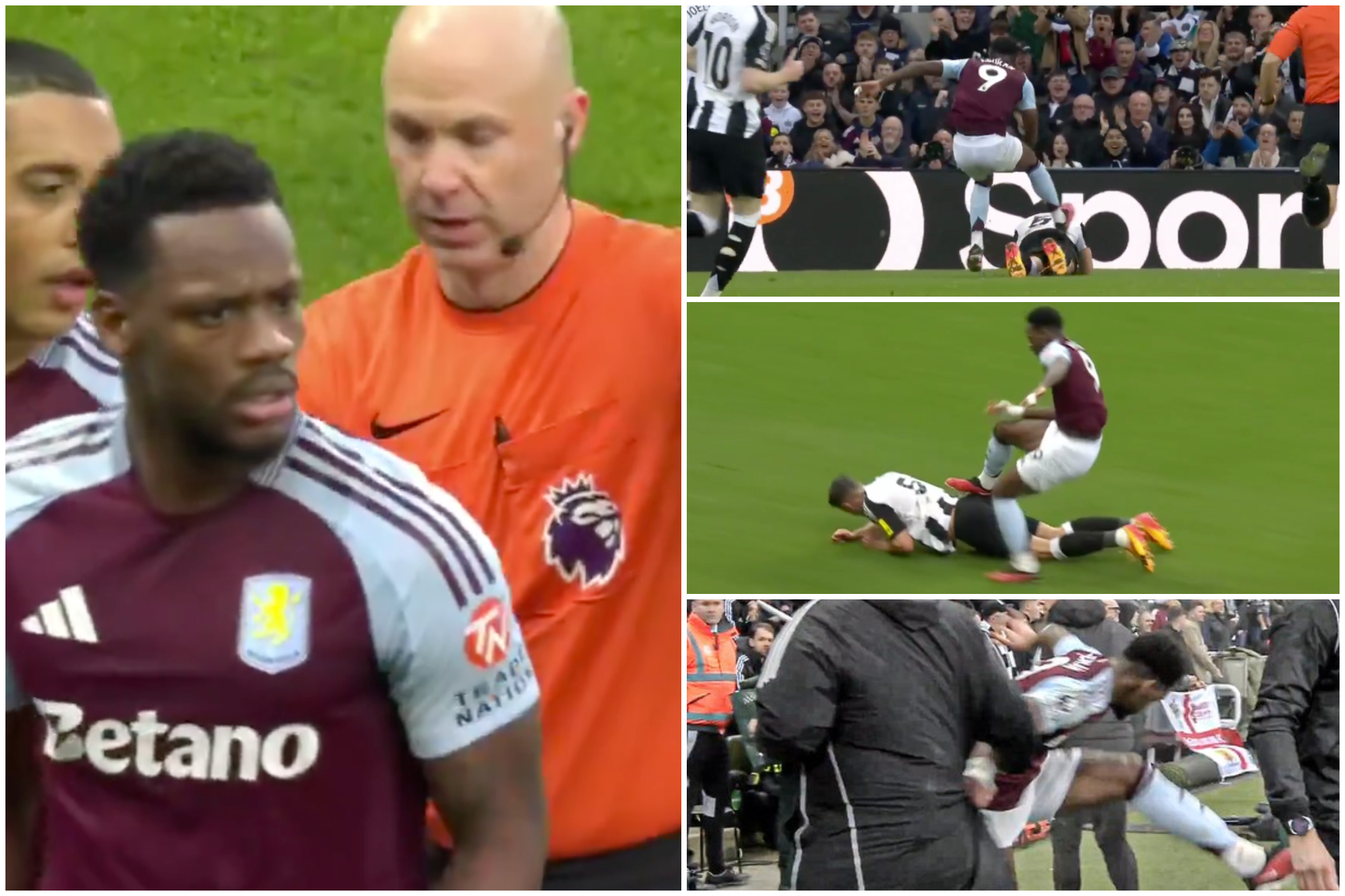 Expulsión y reacción de Jhon Jader Durán con Aston Villa contra a Newcastle en el 'Boxing Day'