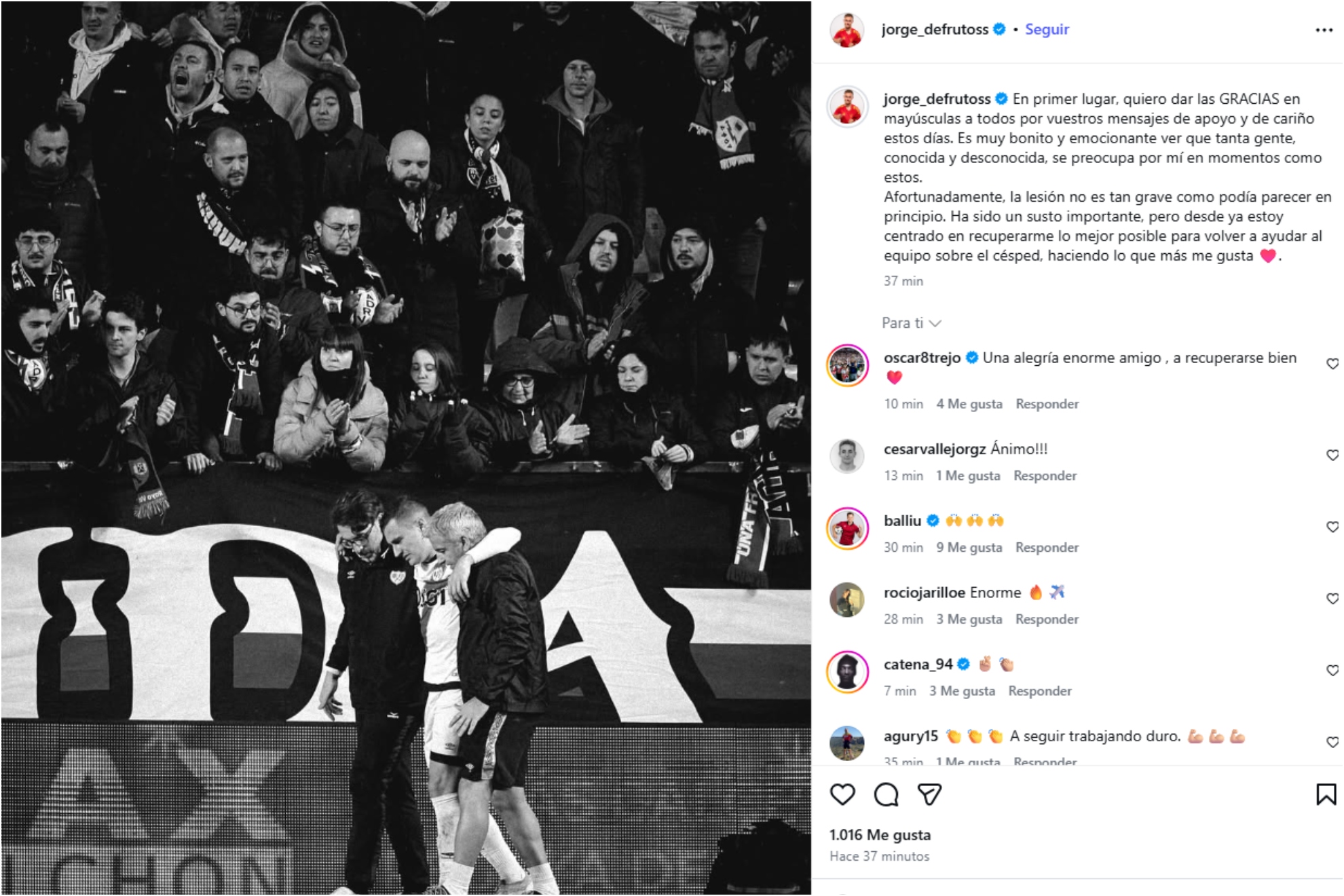 Mensaje de Jorge de Frutos en IG