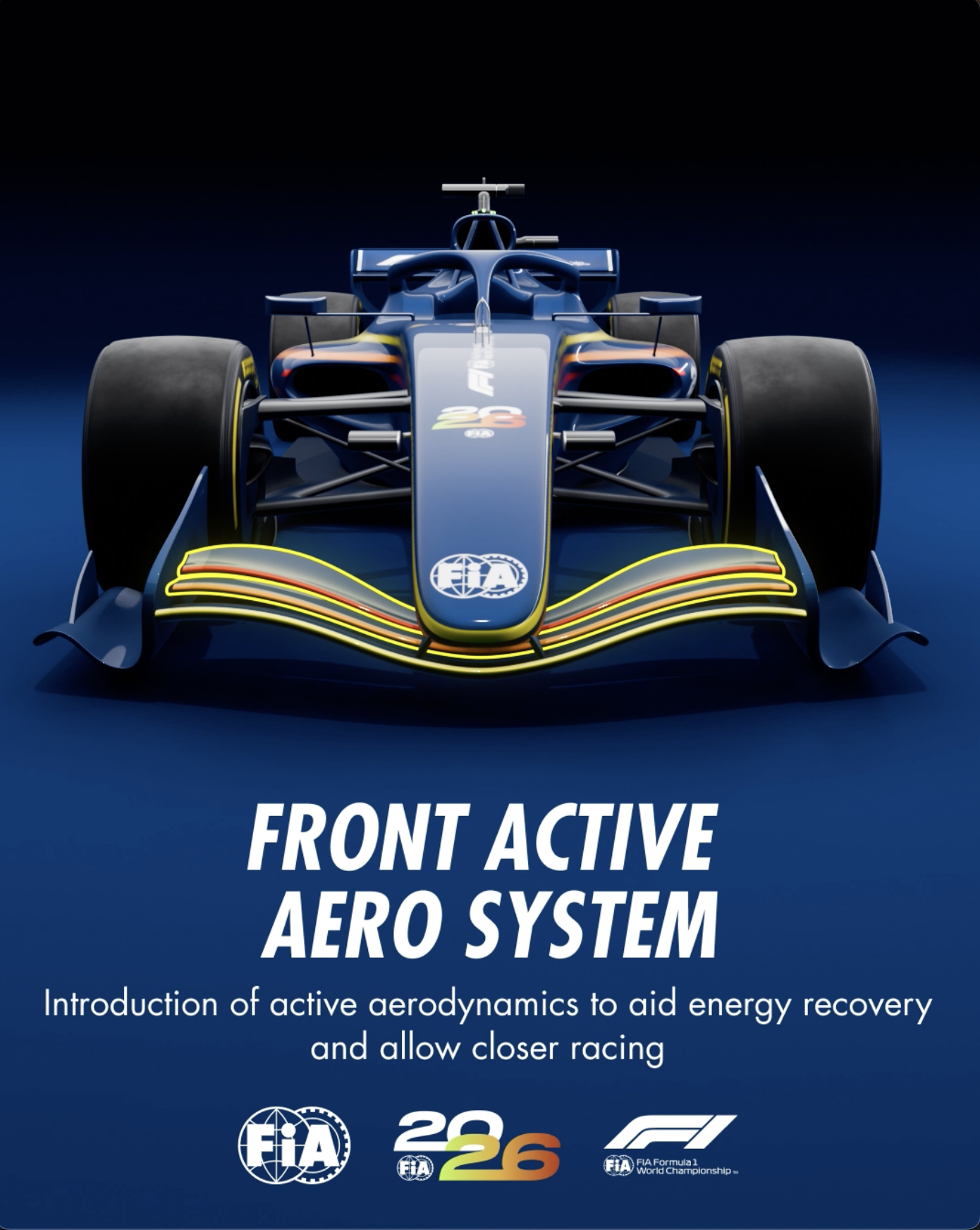 Las aletas superiores del ala delantera serán móviles para adaptarse a funciones curvas o rectas.