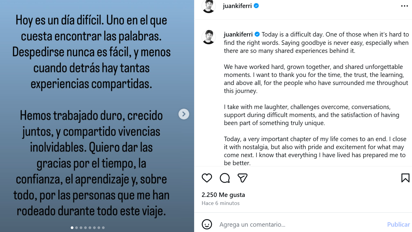 El comunicado de Ferrero.