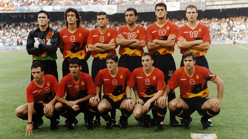 Equipo inicial de la selección española campeona olímpica de fútbol en 1992