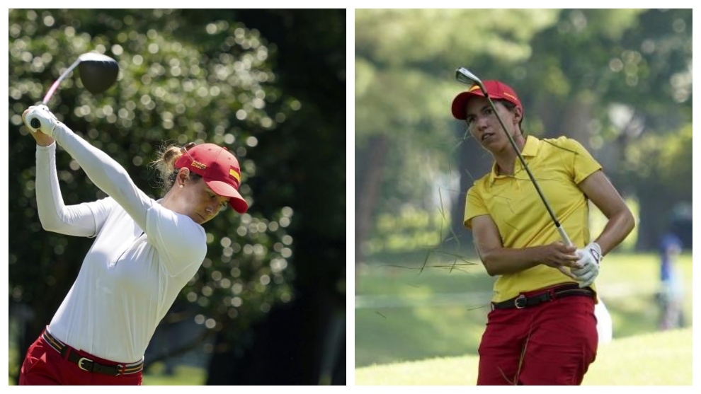 Azahara Muñoz y Carlota Ciganda, en la primera ronda del torneo olímpico.