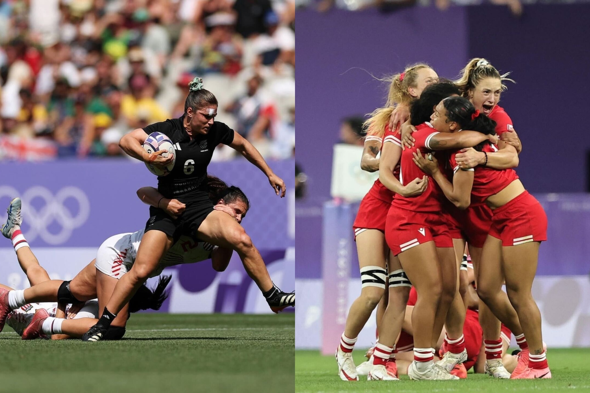 Nueva Zelanda y Canadá en sus partidos de semifinales