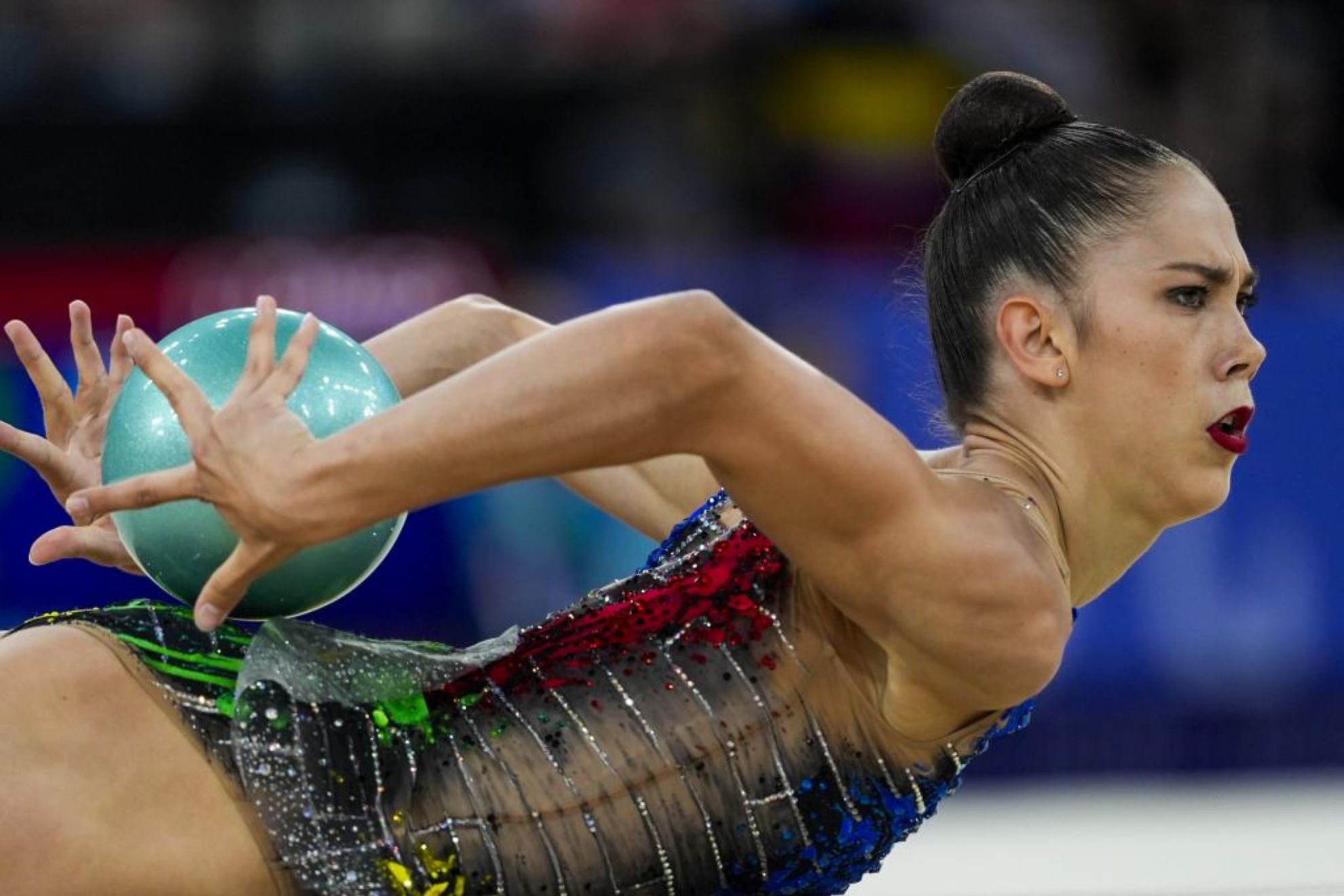 Polina Berezina, durante su actuación en los Juegos Olímpicos