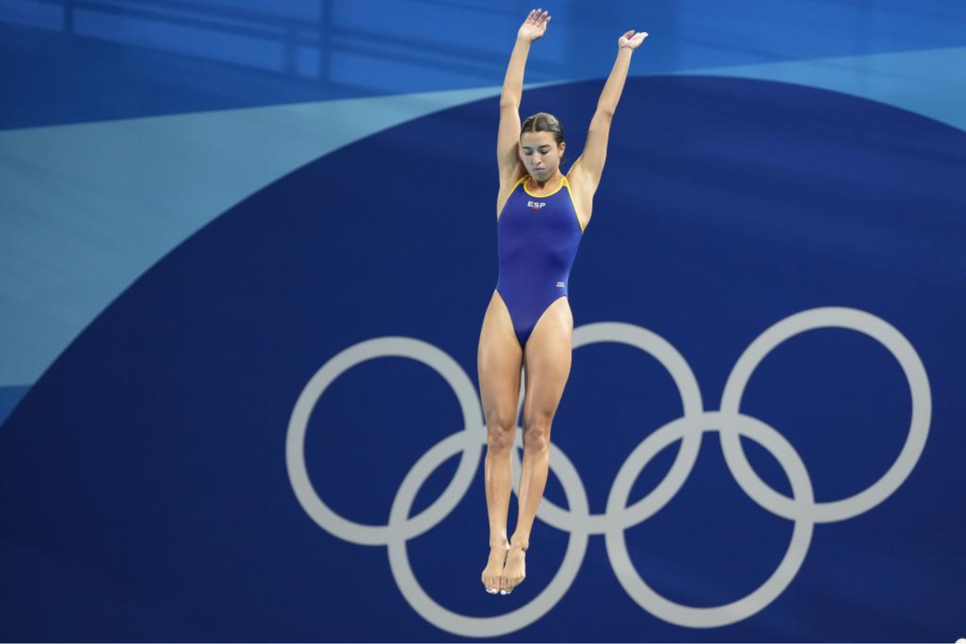 Valeria Antolino durante la final de trampolín de 3 metros