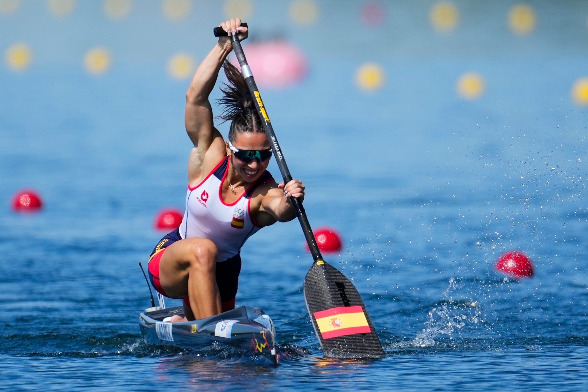 Antía Jácome durante una de sus regatas este sábado en los Juegos de París.