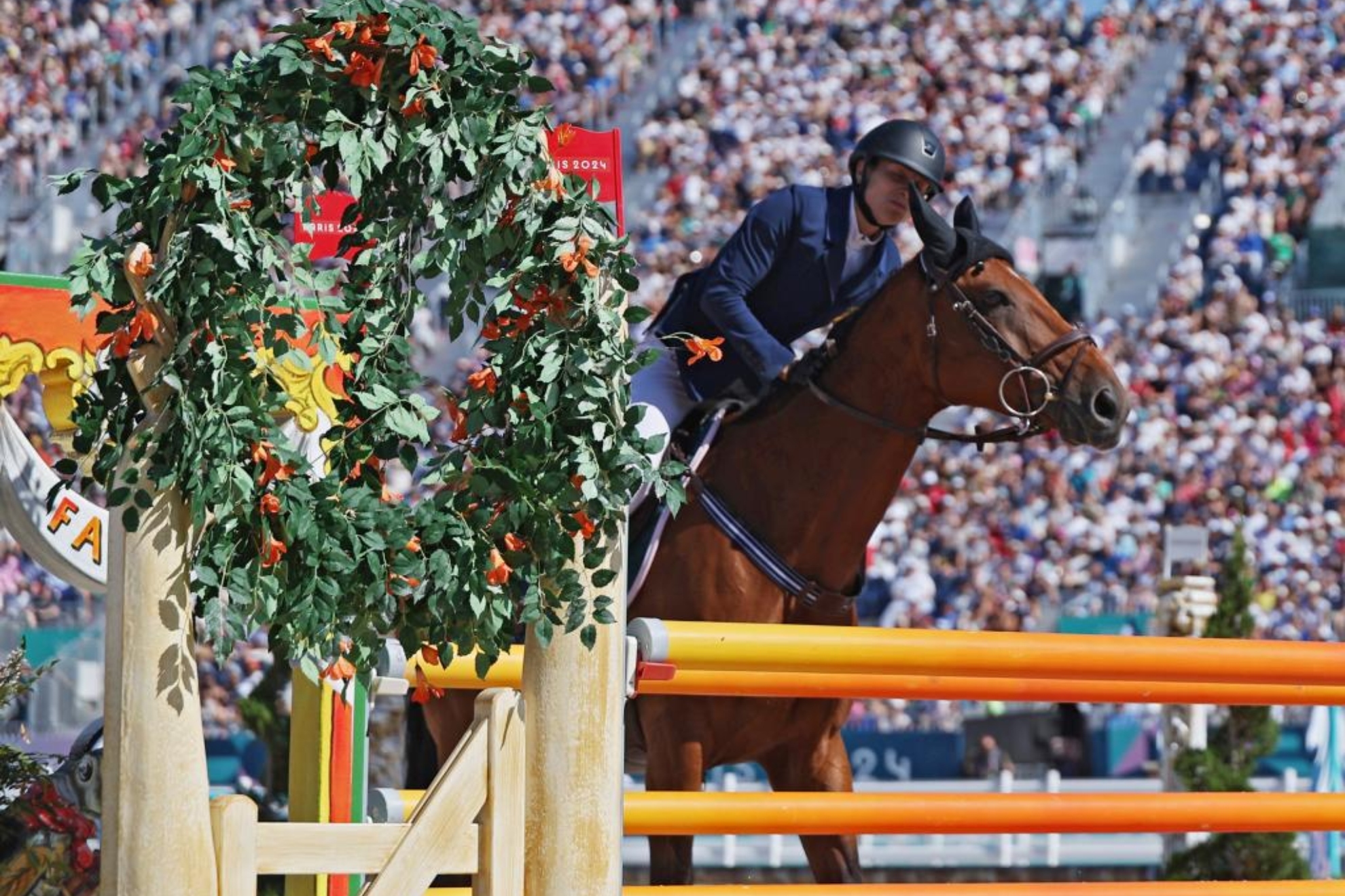 Laura Heredia en la prueba de hípica de la final de pentatlón.