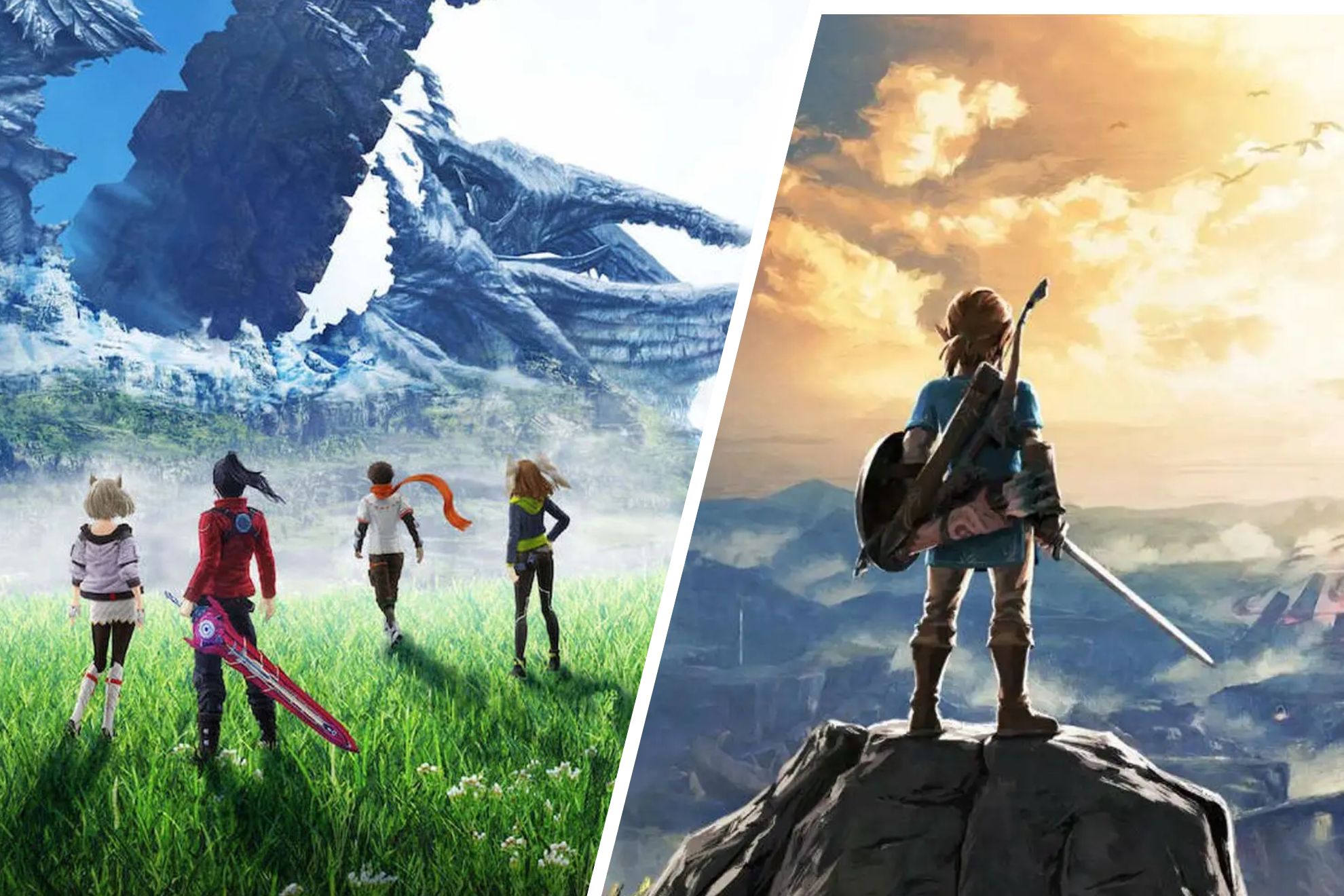 A la izquierda, Xenoblade Chronicles 3. A la derecha, The Legend of Zelda: Breath of the Wild.