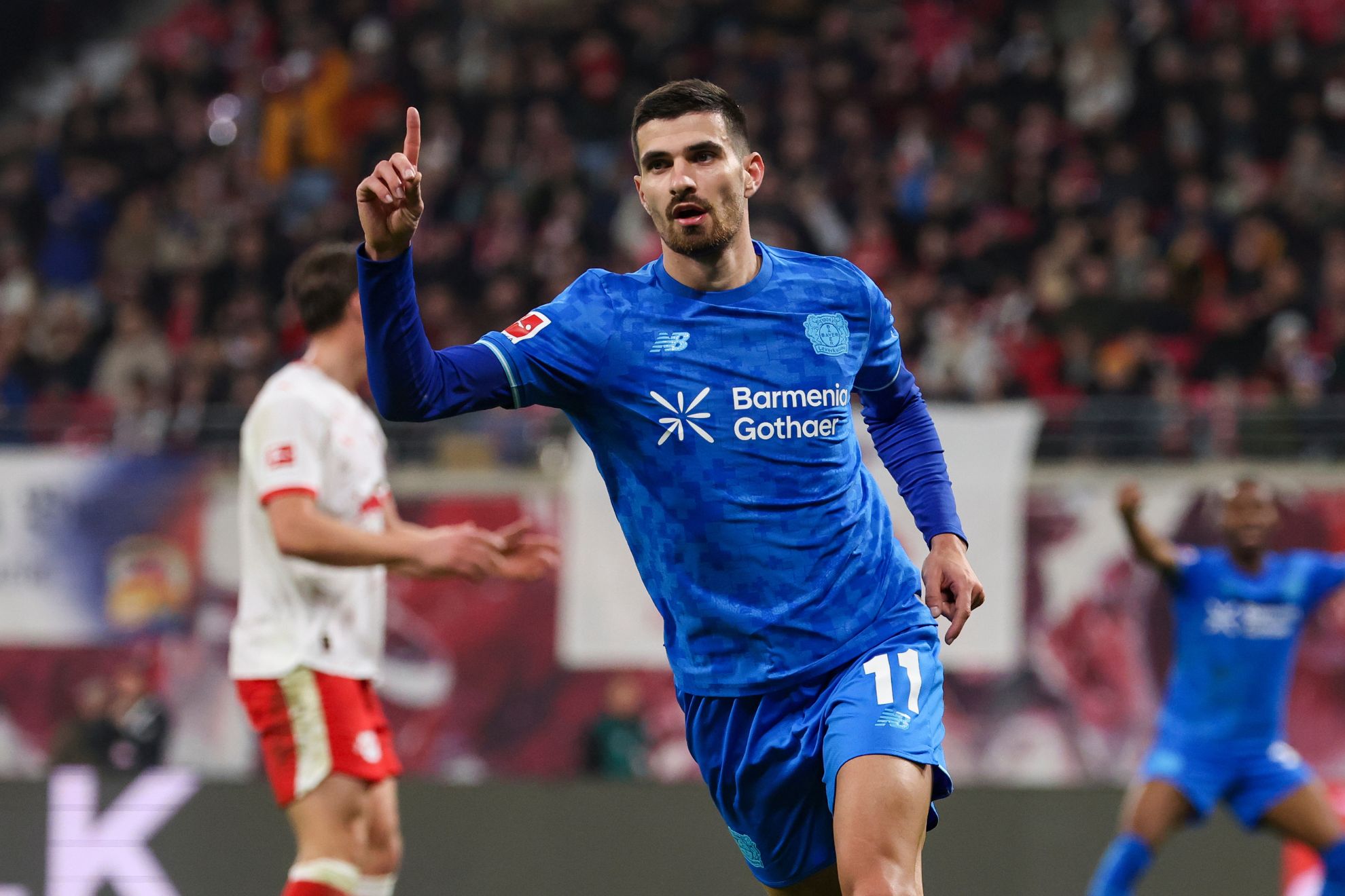 Martin Terrier, celebrando su gol contra el Leipzig