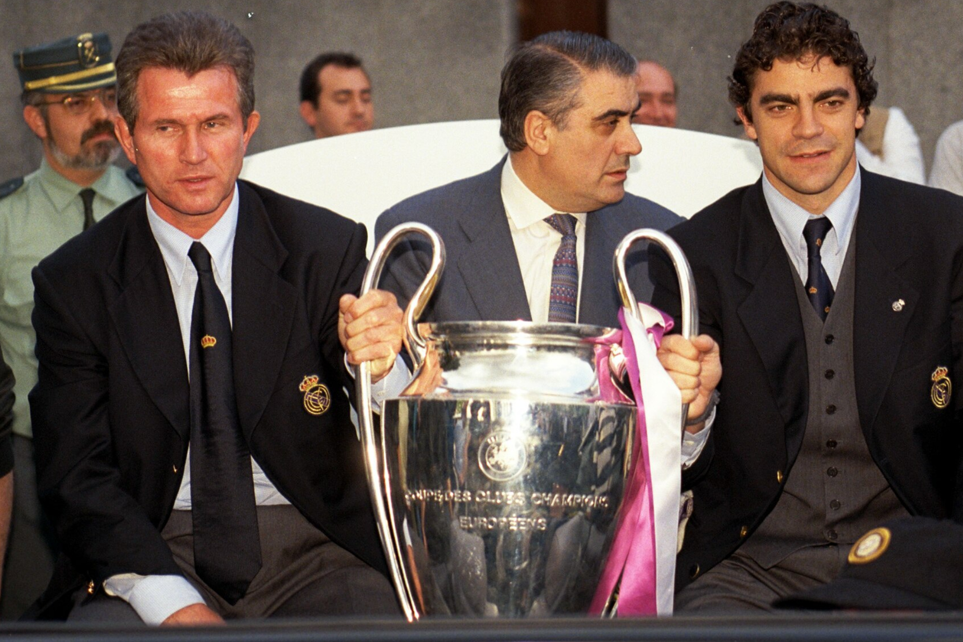 Heynckes, Lorenzo Sanz y Sanchis, en la celebración de La Séptima