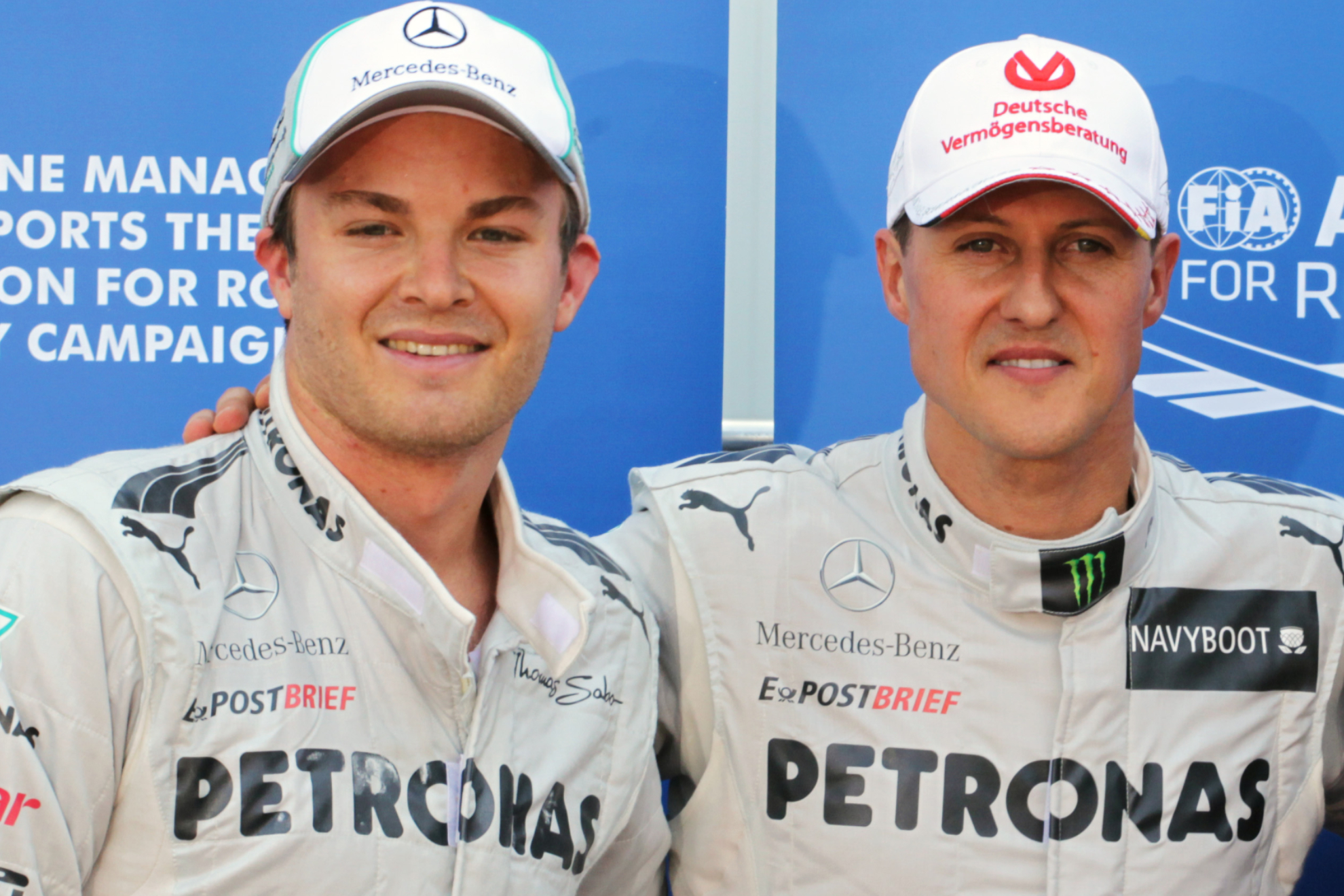 Nico Rosberg y Michael Schumacher.