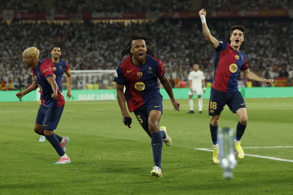 Koundé, tras marcar en la final de Copa.