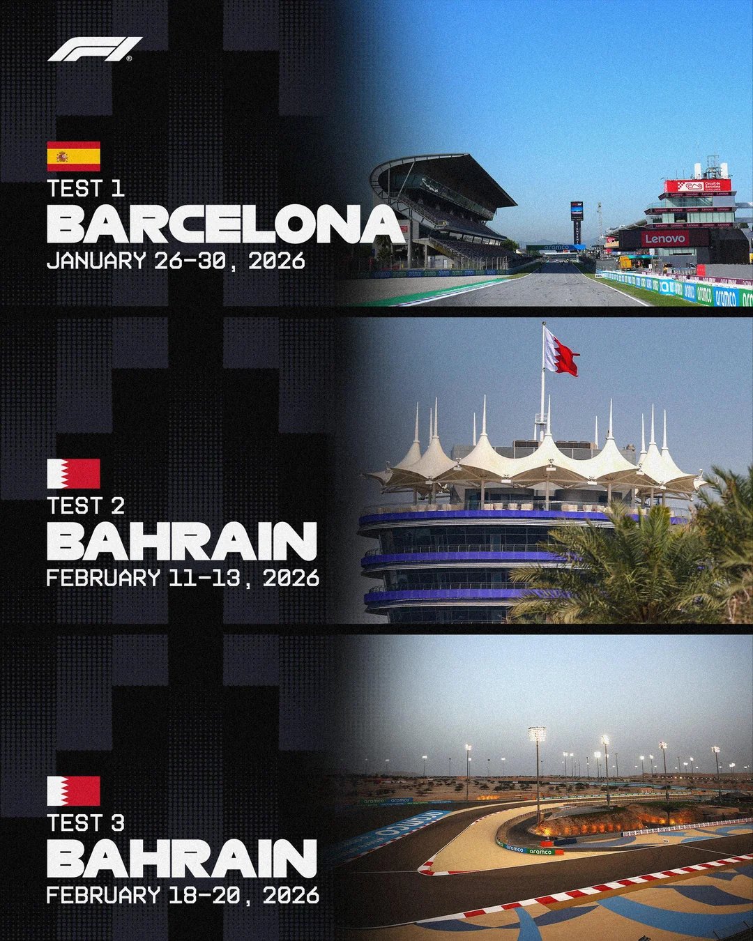 Las fechas de los test de pretemporada F1 2026