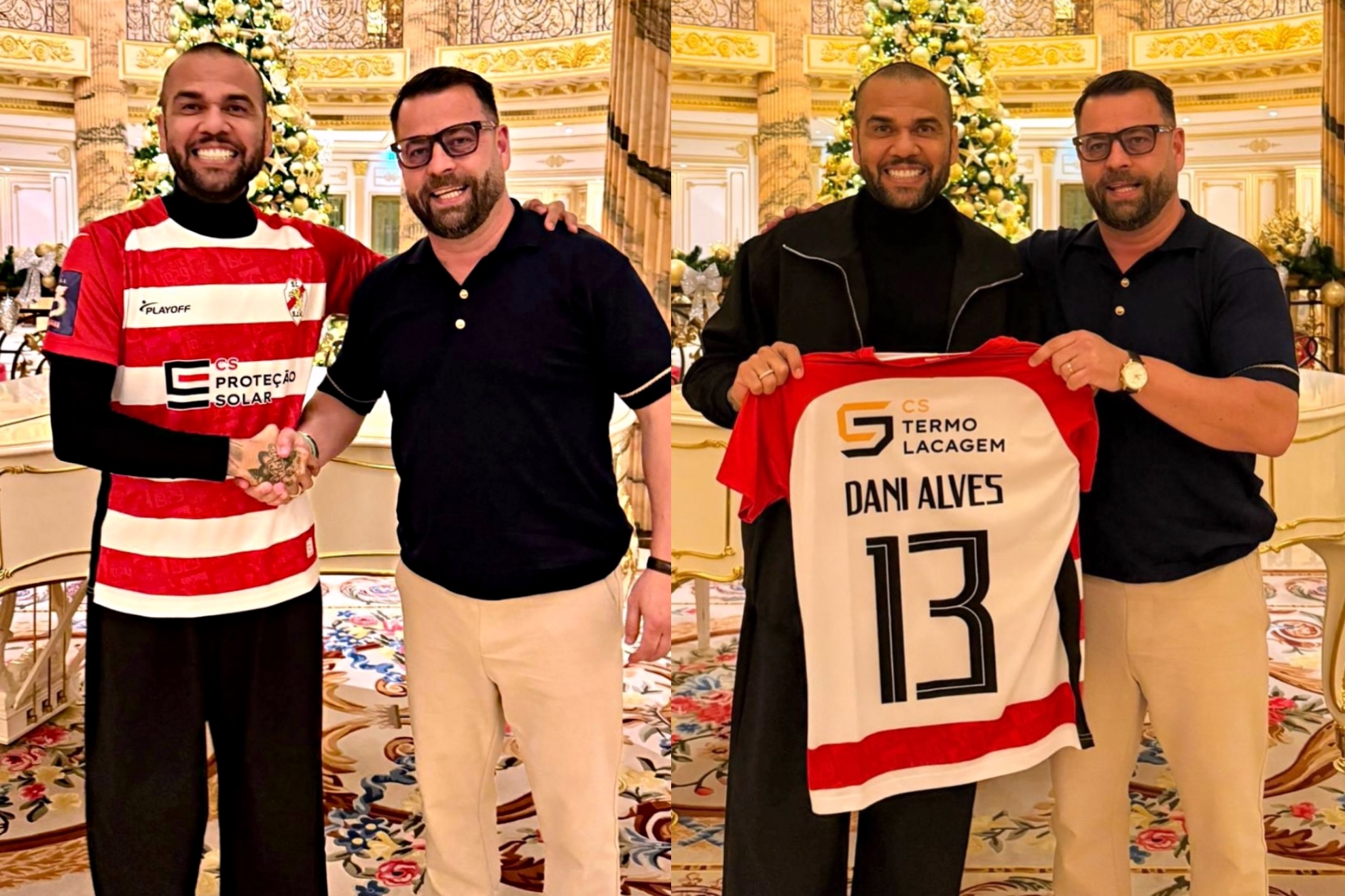 Dani Alves posa con la camiseta de su nuevo club.