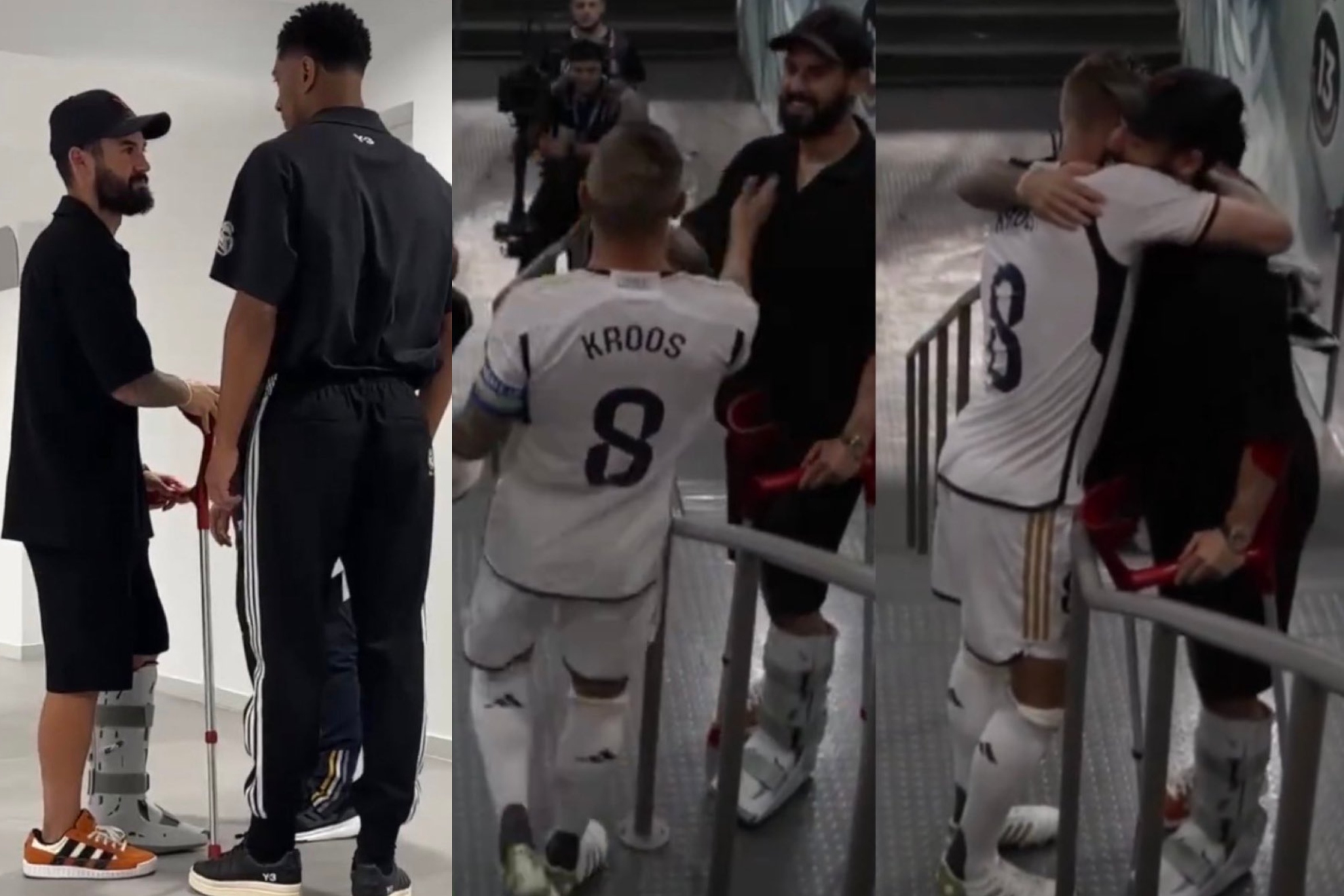 Isco, con Bellingham y Kroos en mayo de 2024