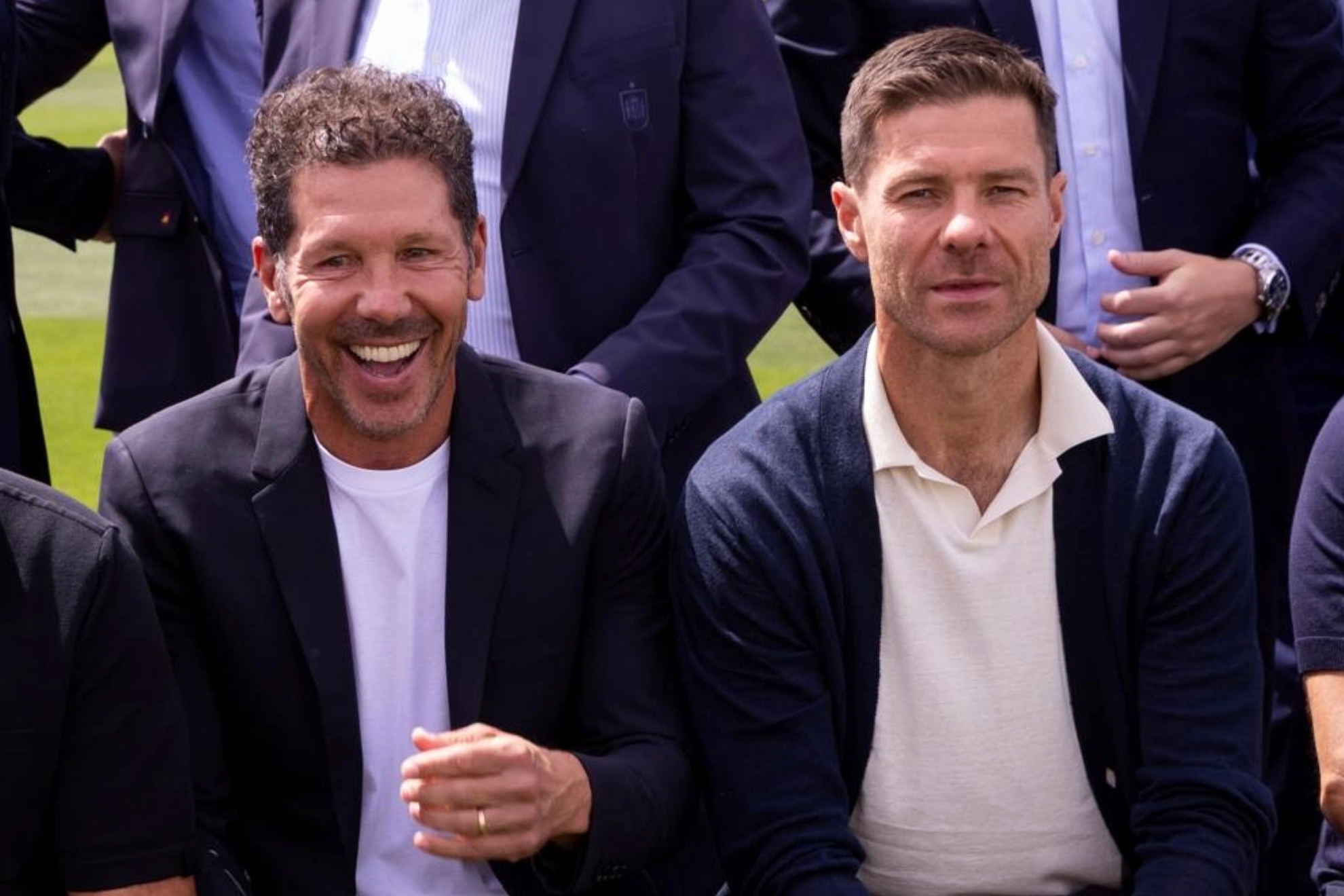 Simeone y Xabi Alonso, en la reunión de entrenadores de la RFEF.