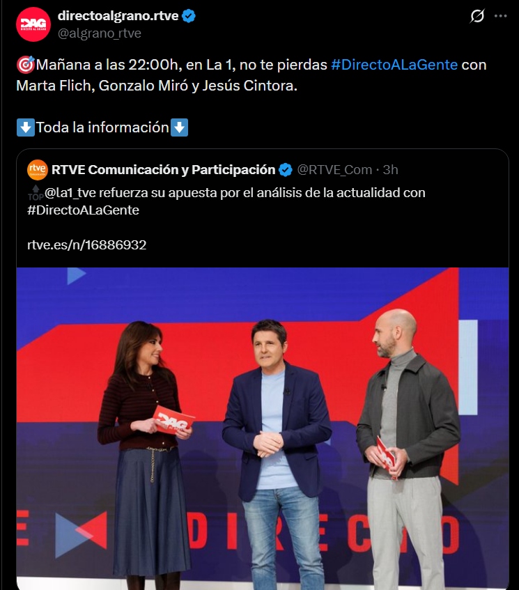 RTVE lanza ‘Directo a la gente’: un programa especial en RTVE que ...