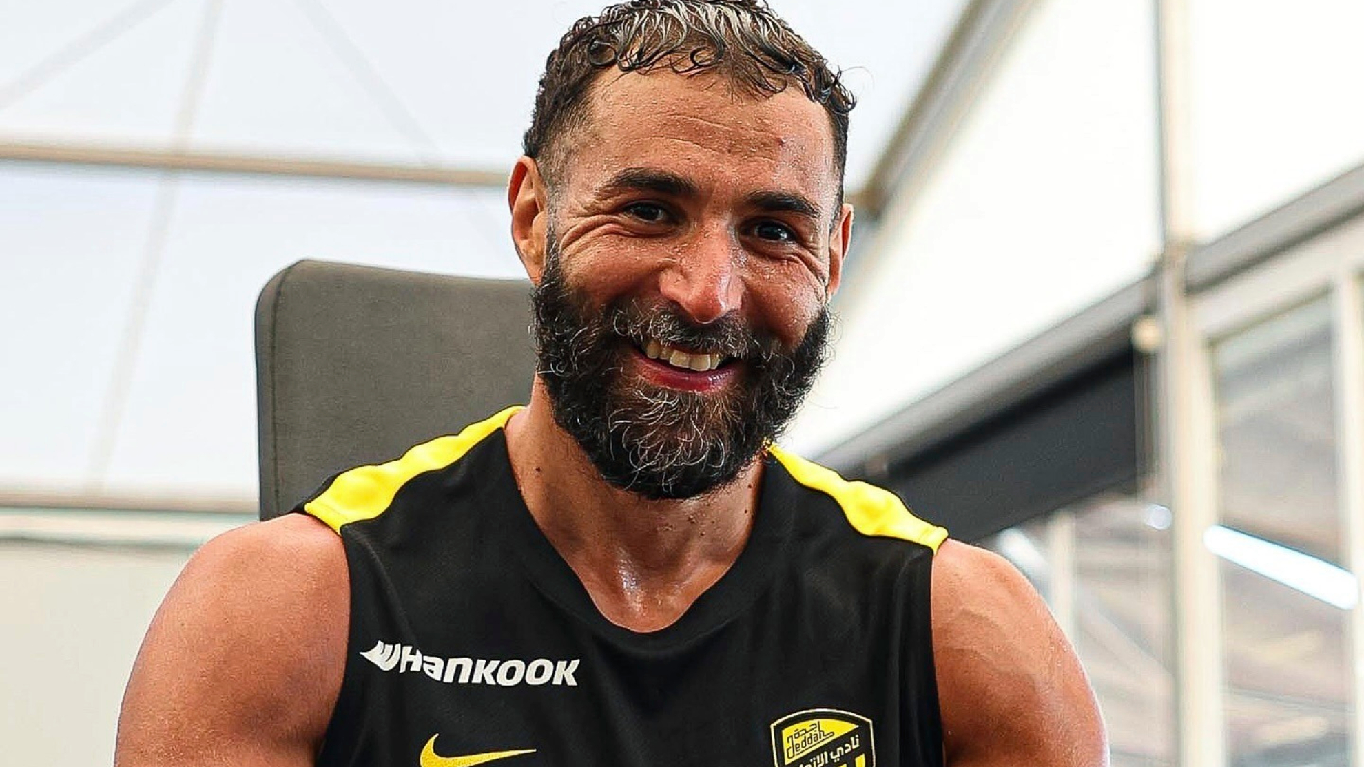 Karim Benzema, en un entrenamiento con el Al Ittihad.