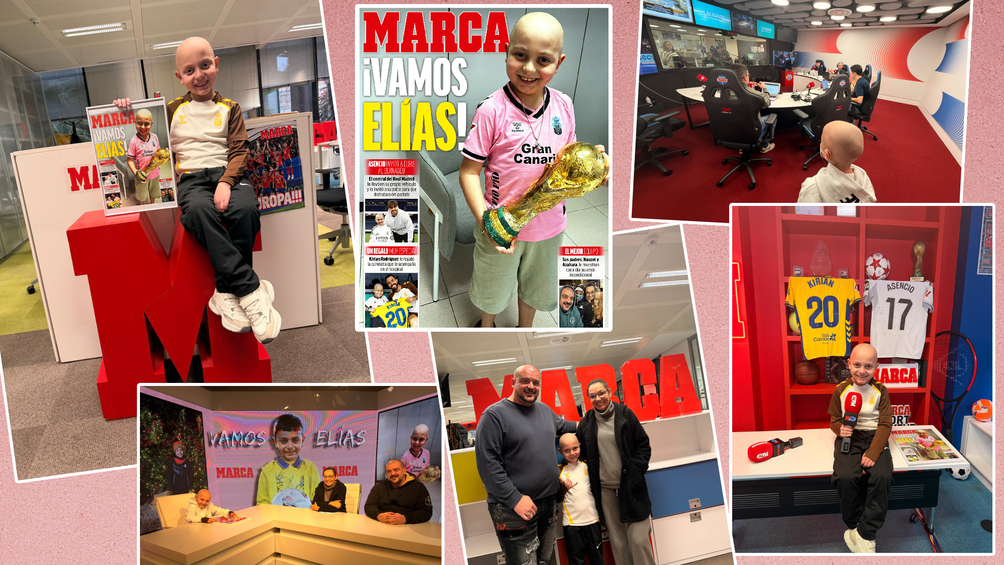 Elías, junto a Azahara y Nauzet en su visita a MARCA.