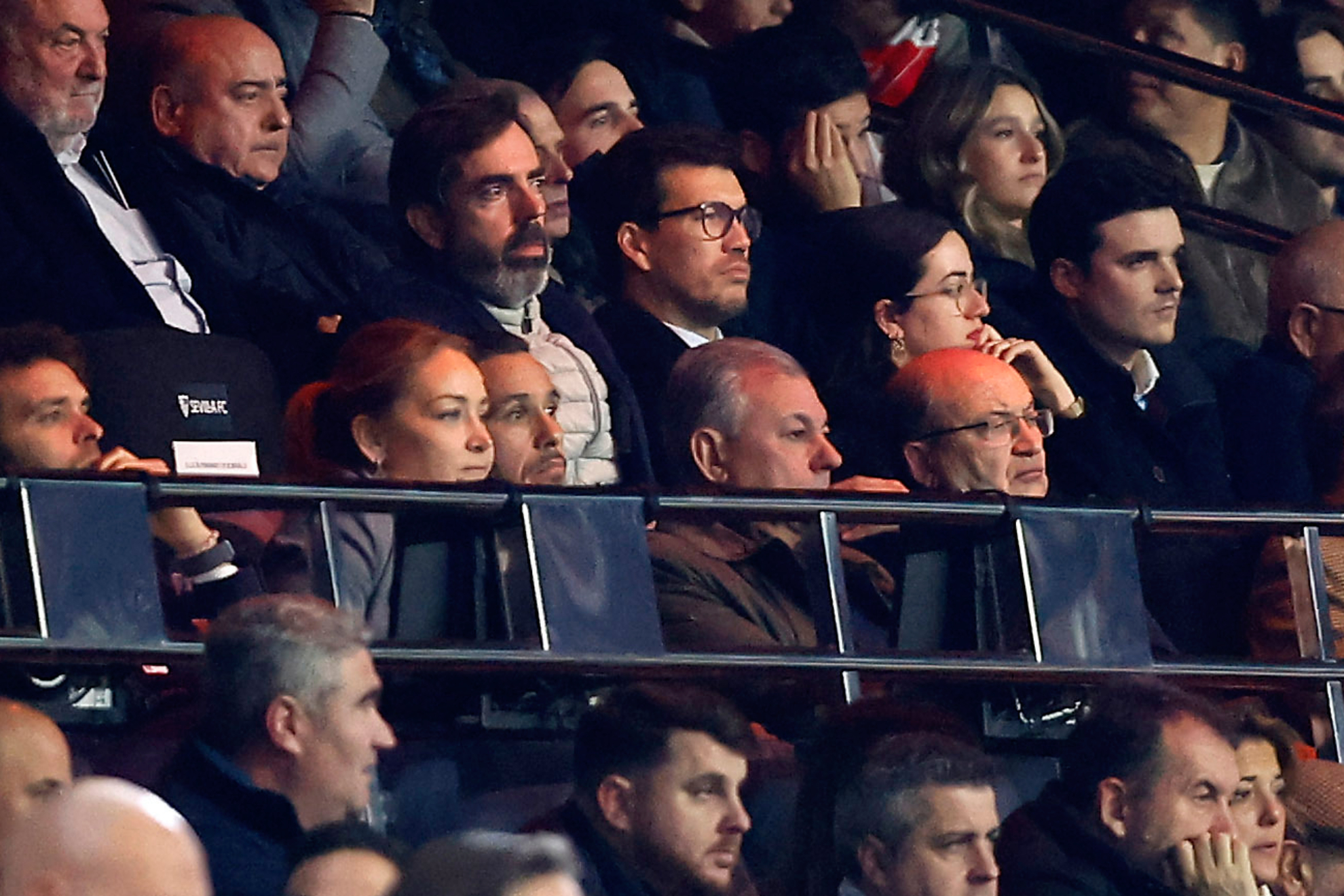 Palco del Sevilla en el Sánchez-Pizjuán en el partido ante el Celta.