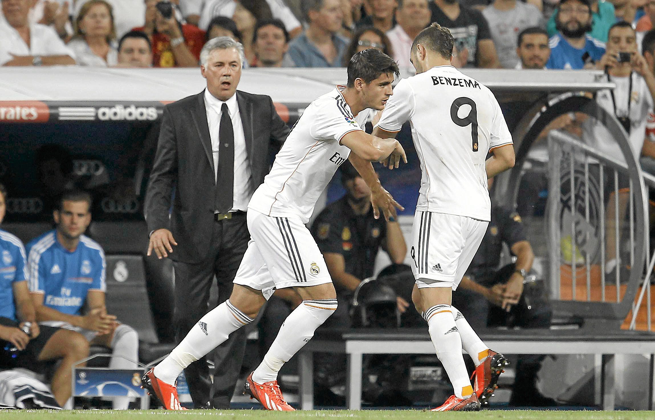 Ancelotti cambia a Benzema por Morata en su primer partlido en el Bernabéu. 