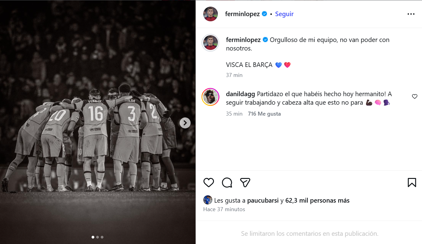 Fermin Lopez's ironic reaction to offside in Lamine Yamal's goal