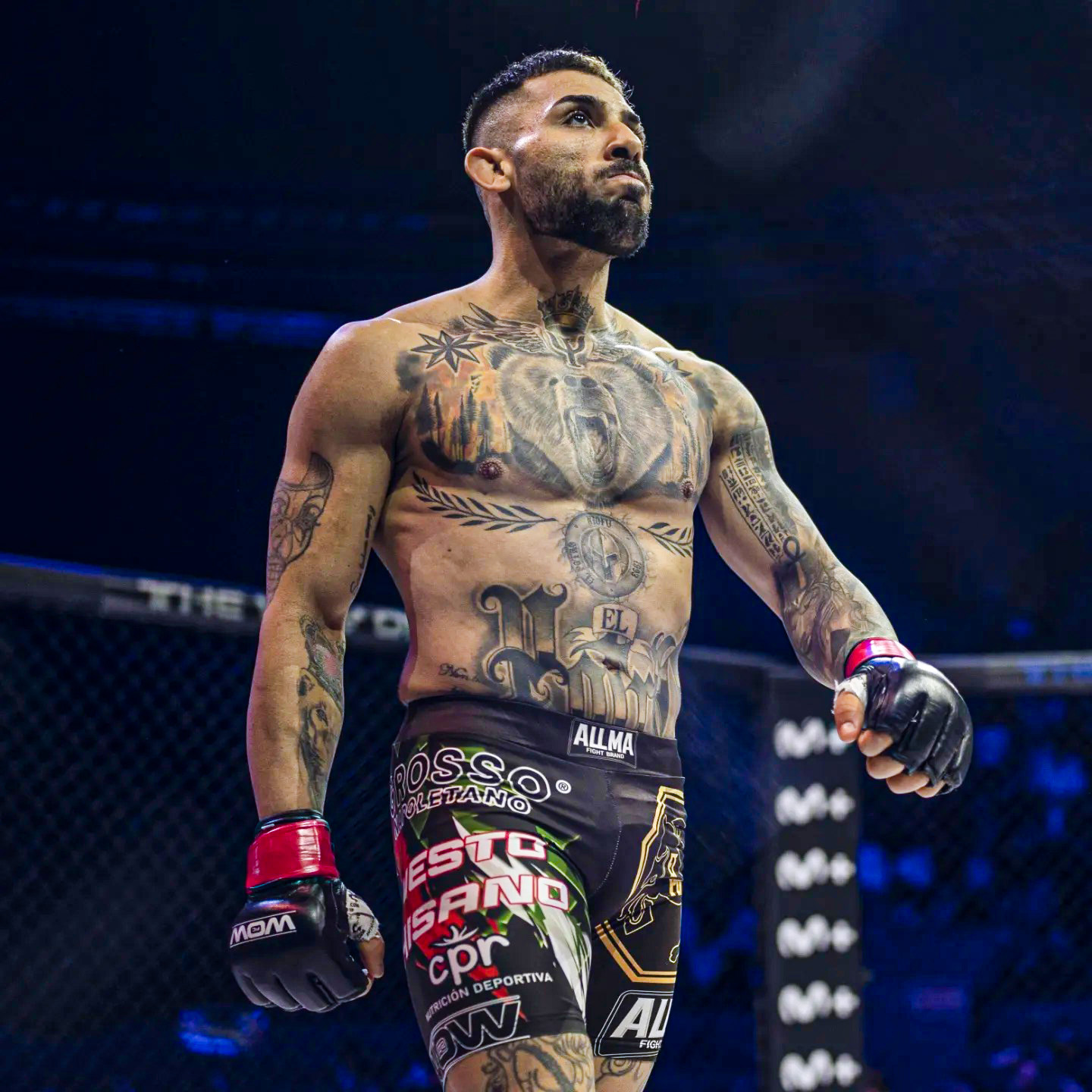 Ernesto Schisano, durante un combate.