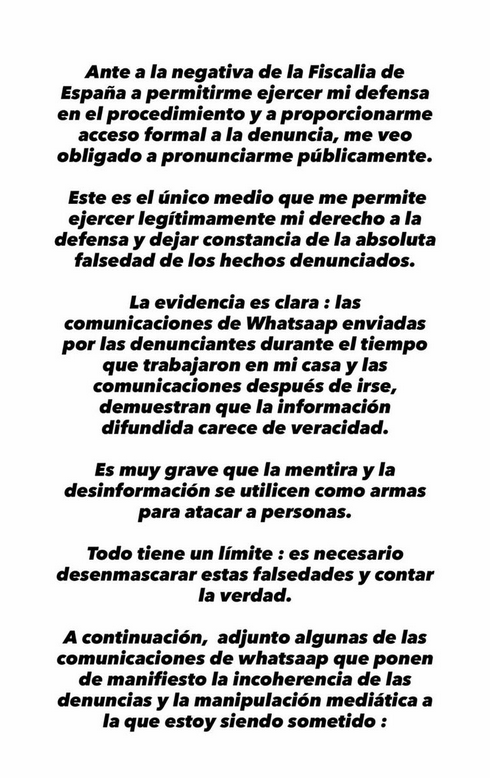 Julio Iglesias difunde mensajes privados de WhatsApp de las dos mujeres que le denuncian por agresión sexual: "Un beso, te veo en un rato"