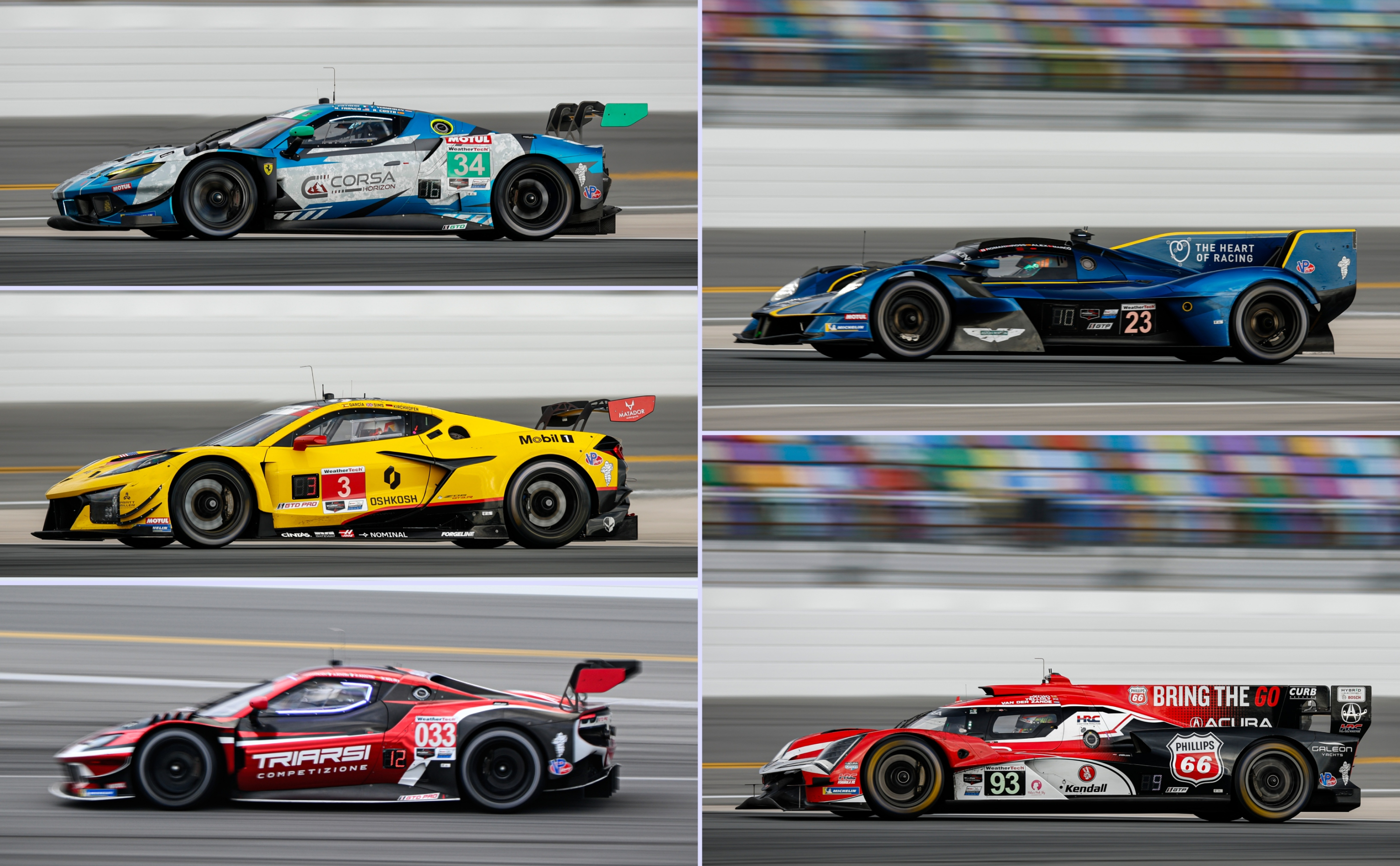 Los cinco coches de los pilotos españoles en Daytona, Costa, García, Molina, Palou y Riberas